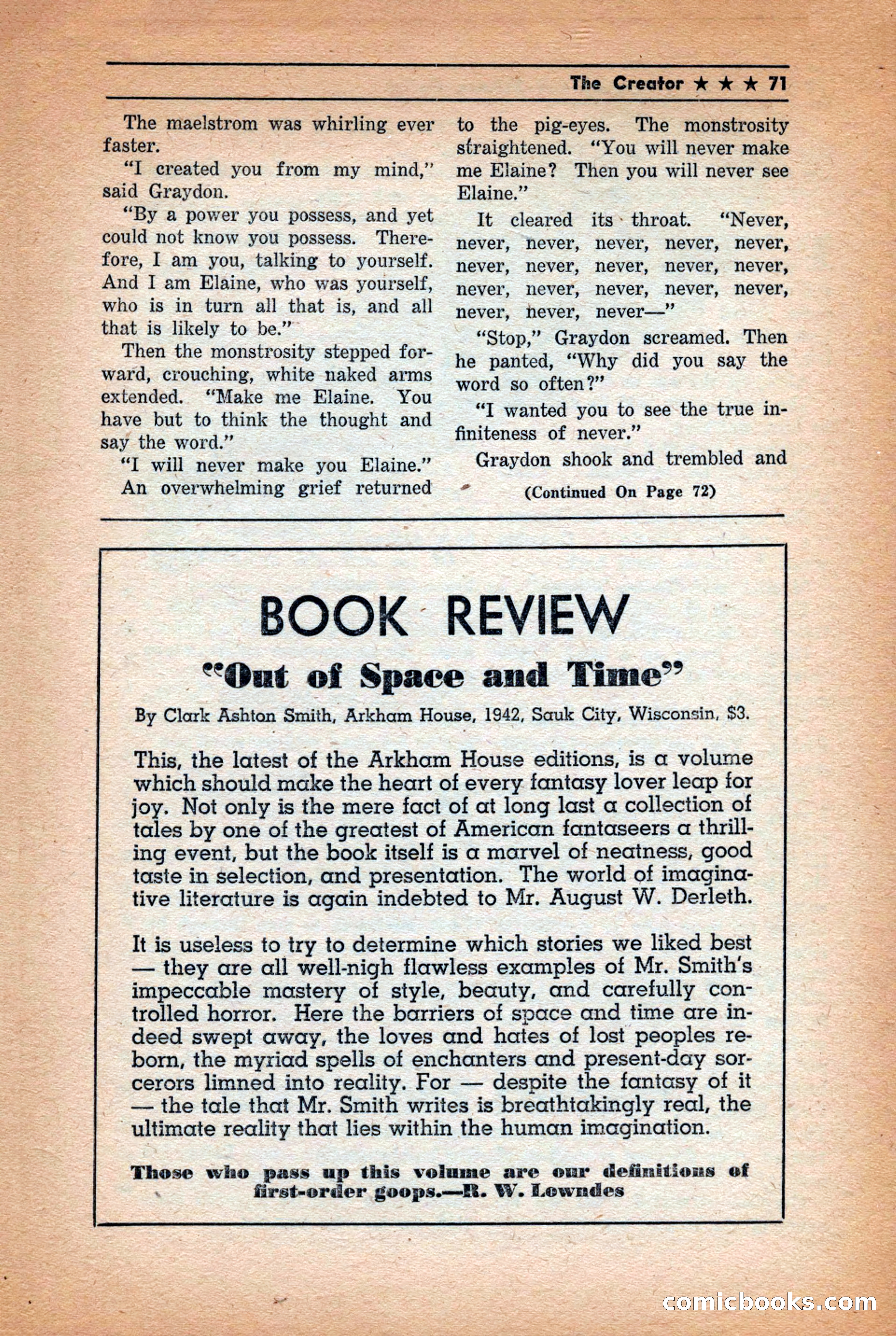 Future: Fantasy and Science Fiction, December 1942 — page 71 of 116