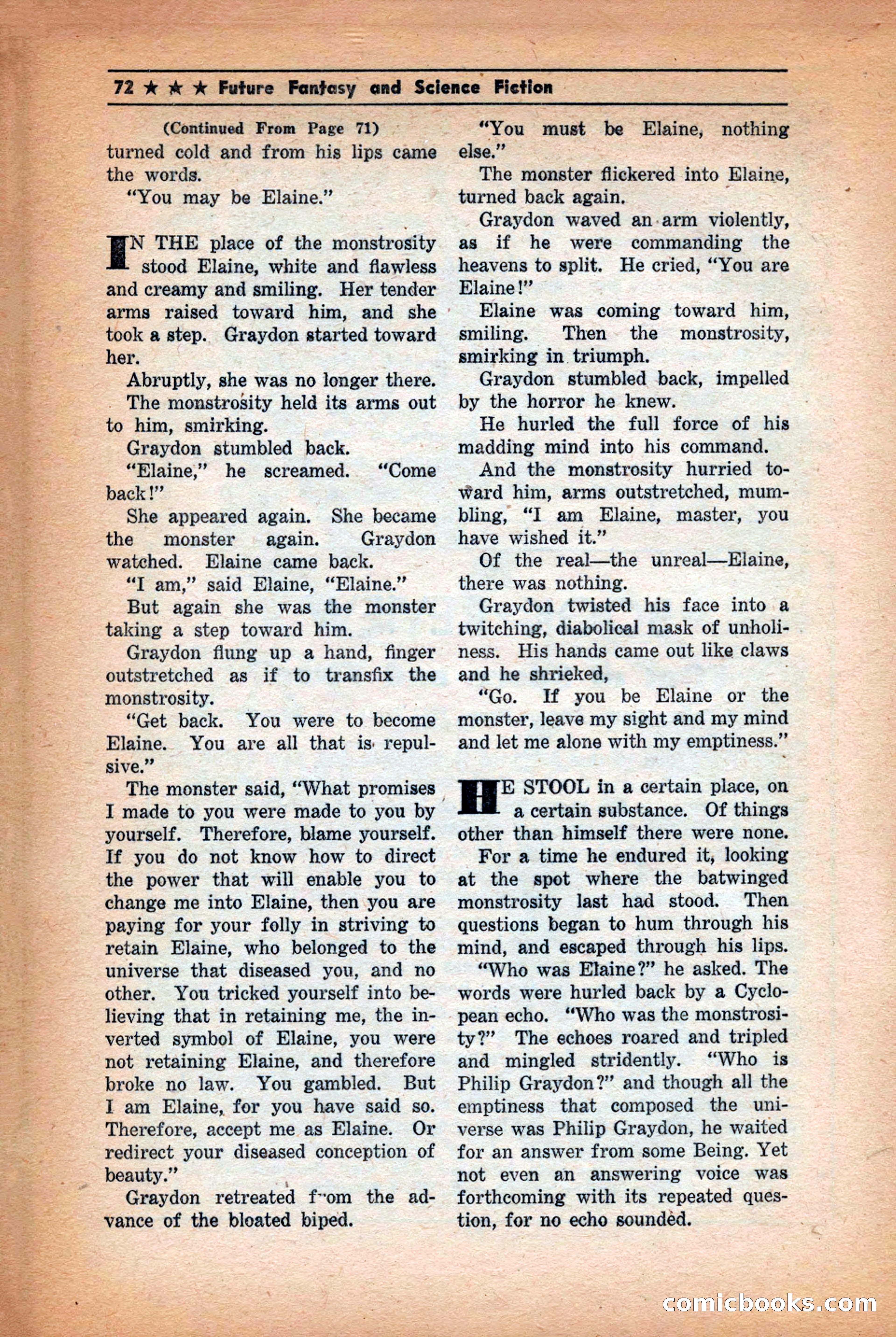 Future: Fantasy and Science Fiction, December 1942 — page 72 of 116