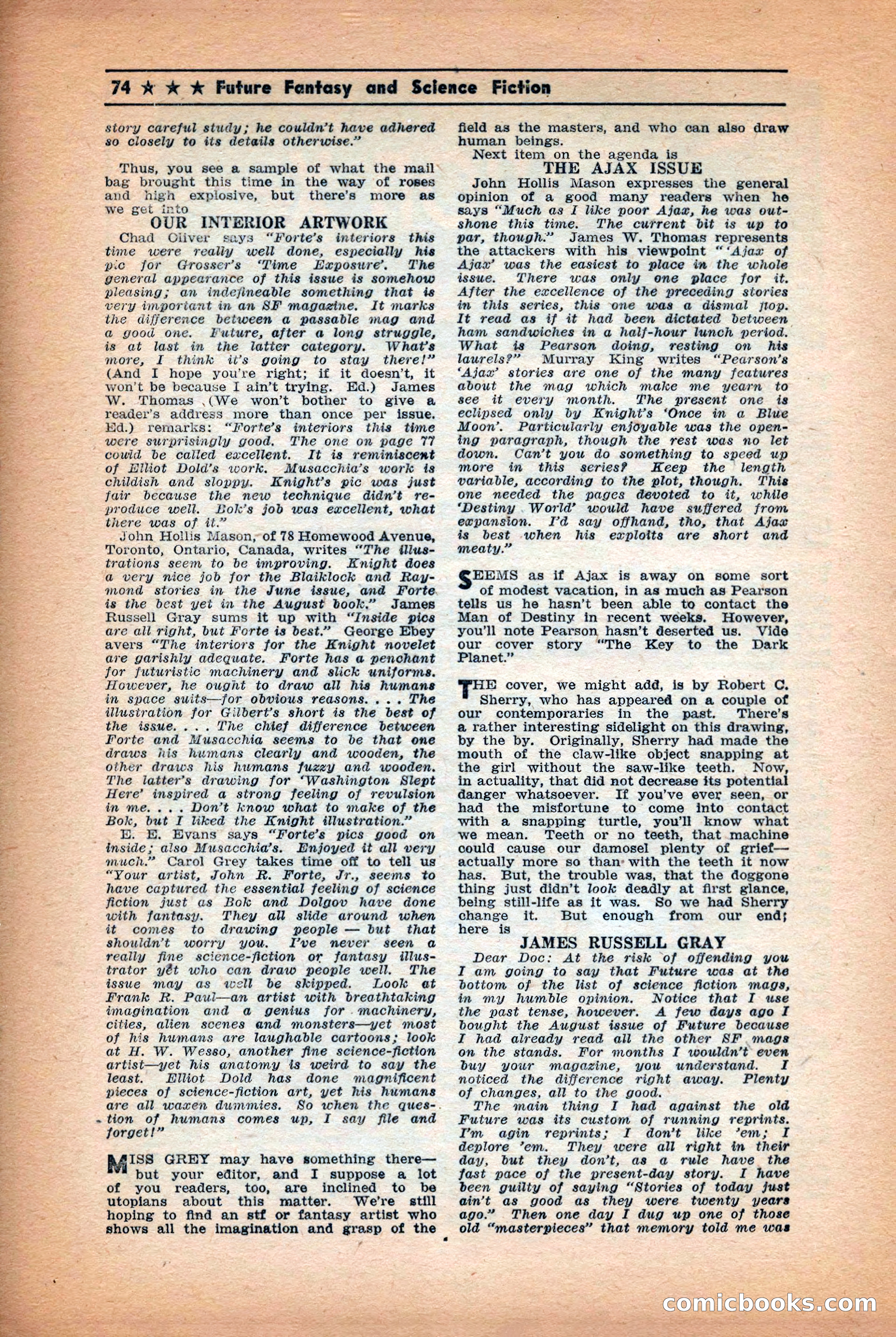 Future: Fantasy and Science Fiction, December 1942 — page 74 of 116
