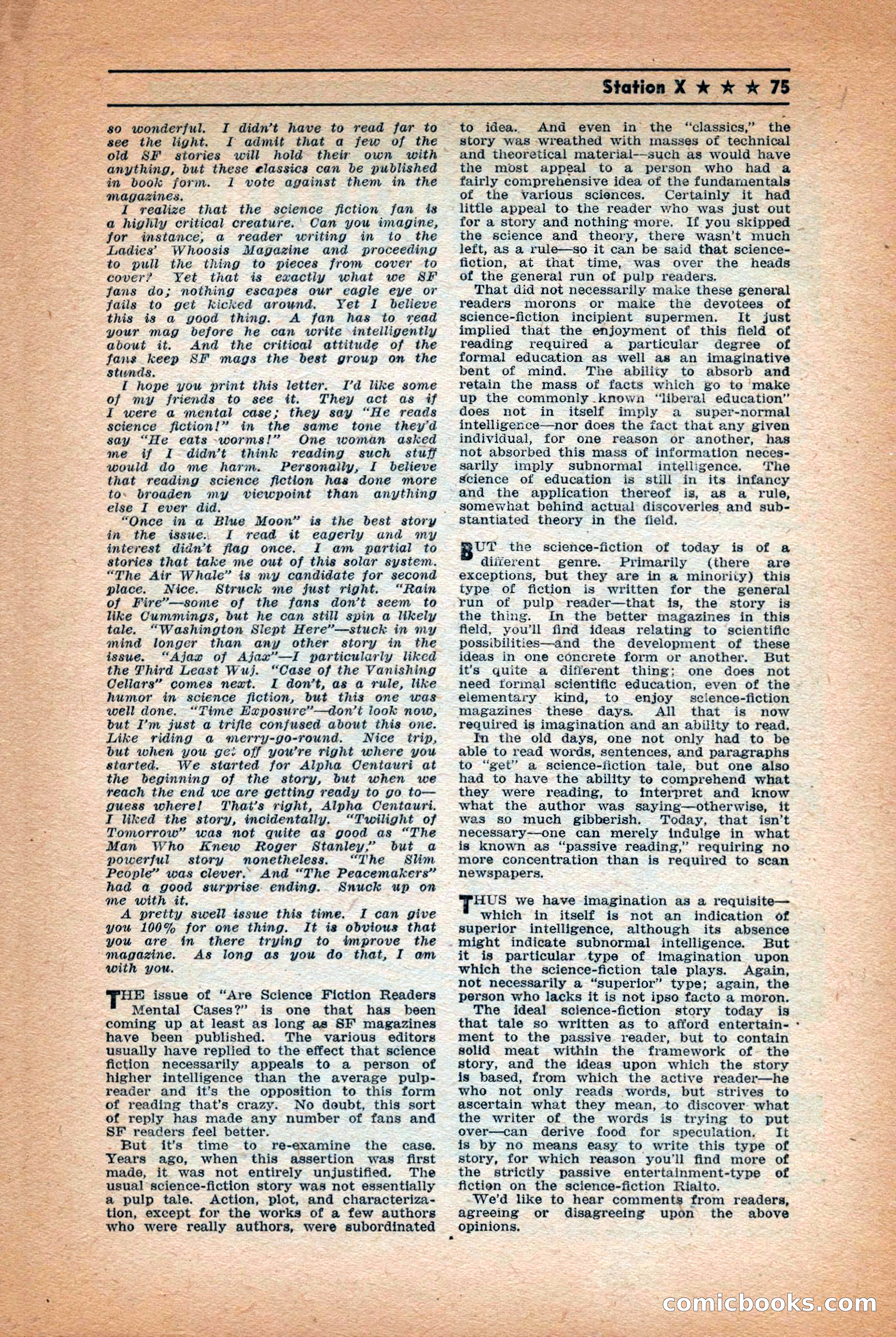 Future: Fantasy and Science Fiction, December 1942 — page 75 of 116