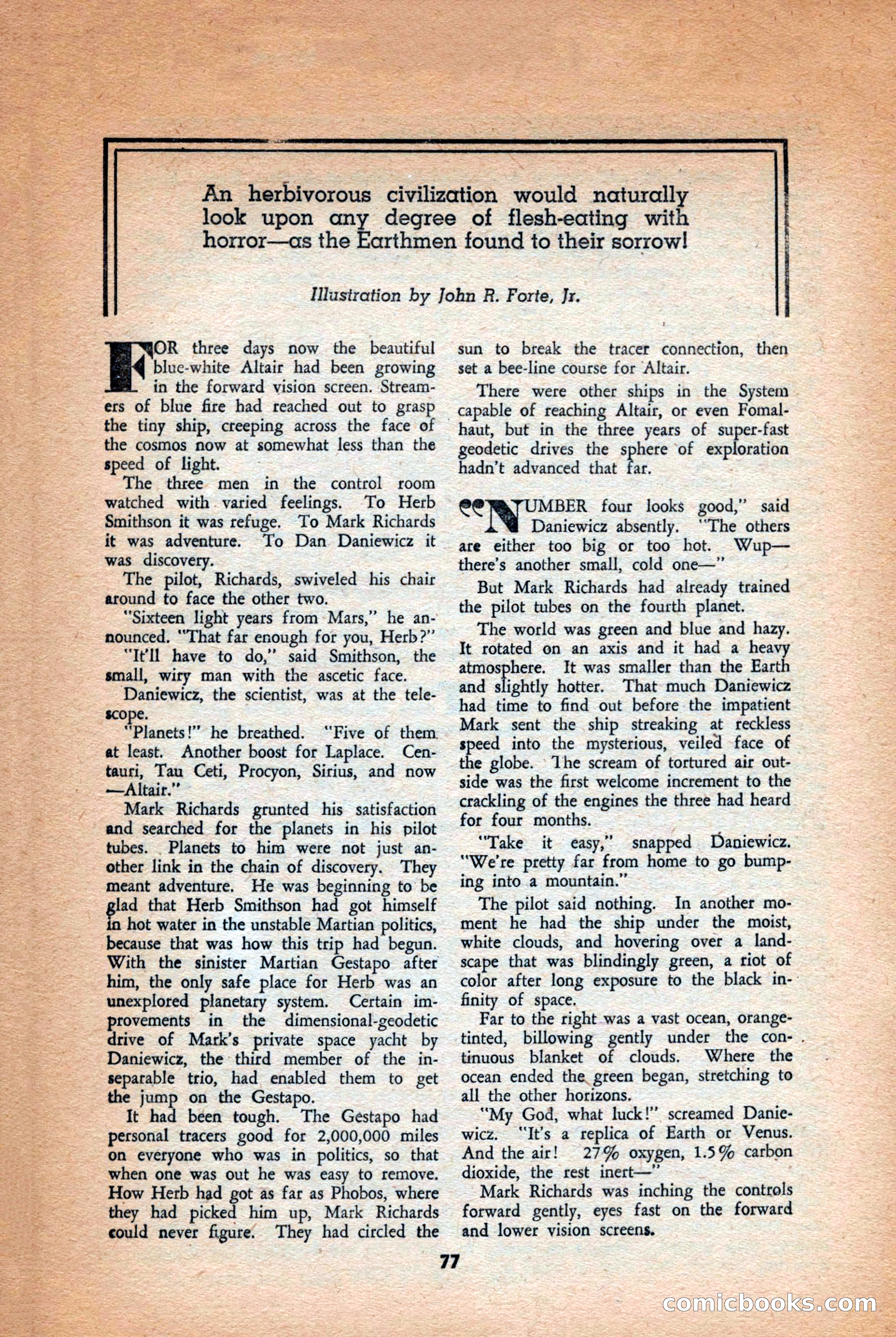 Future: Fantasy and Science Fiction, December 1942 — page 77 of 116