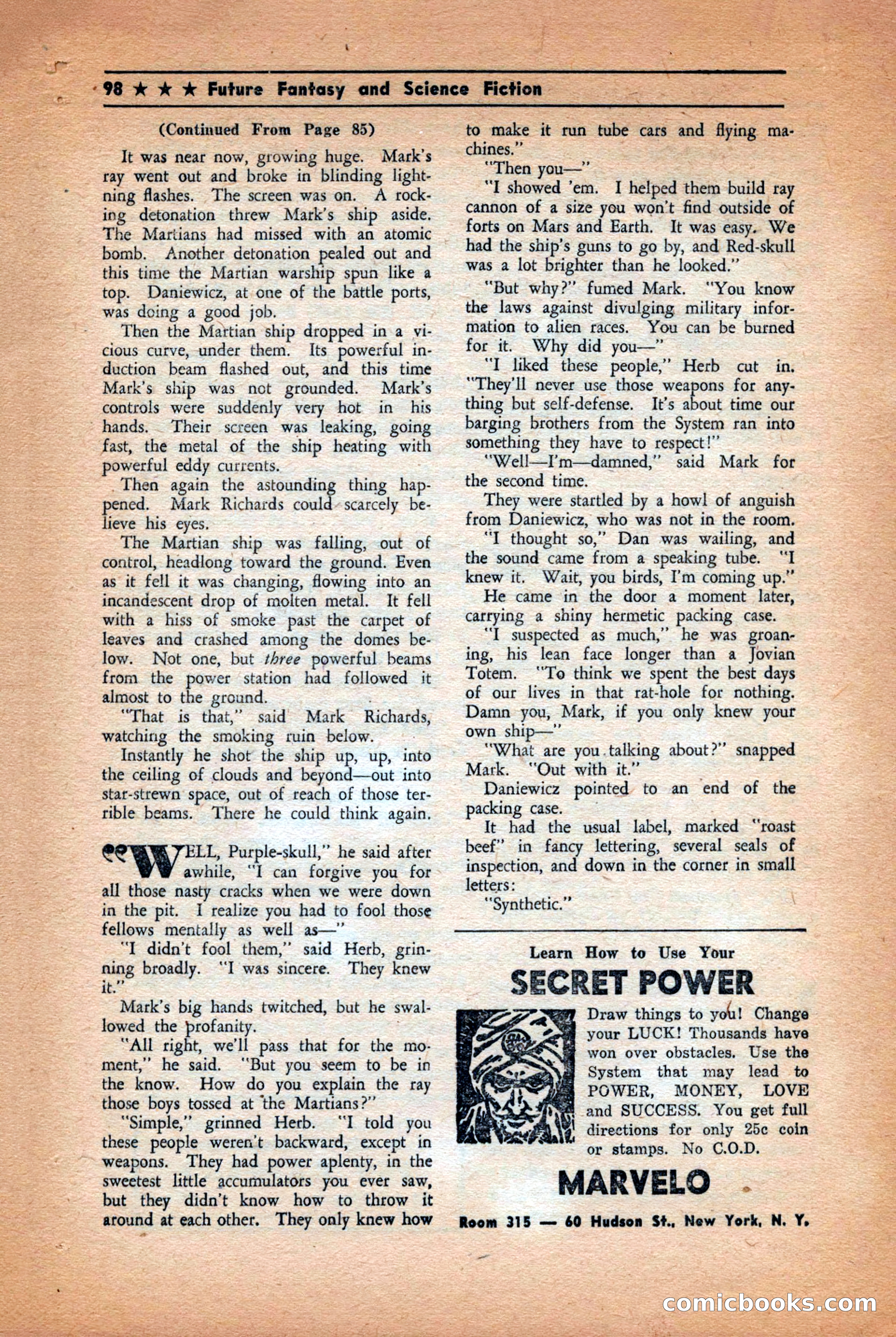 Future: Fantasy and Science Fiction, December 1942 — page 98 of 116