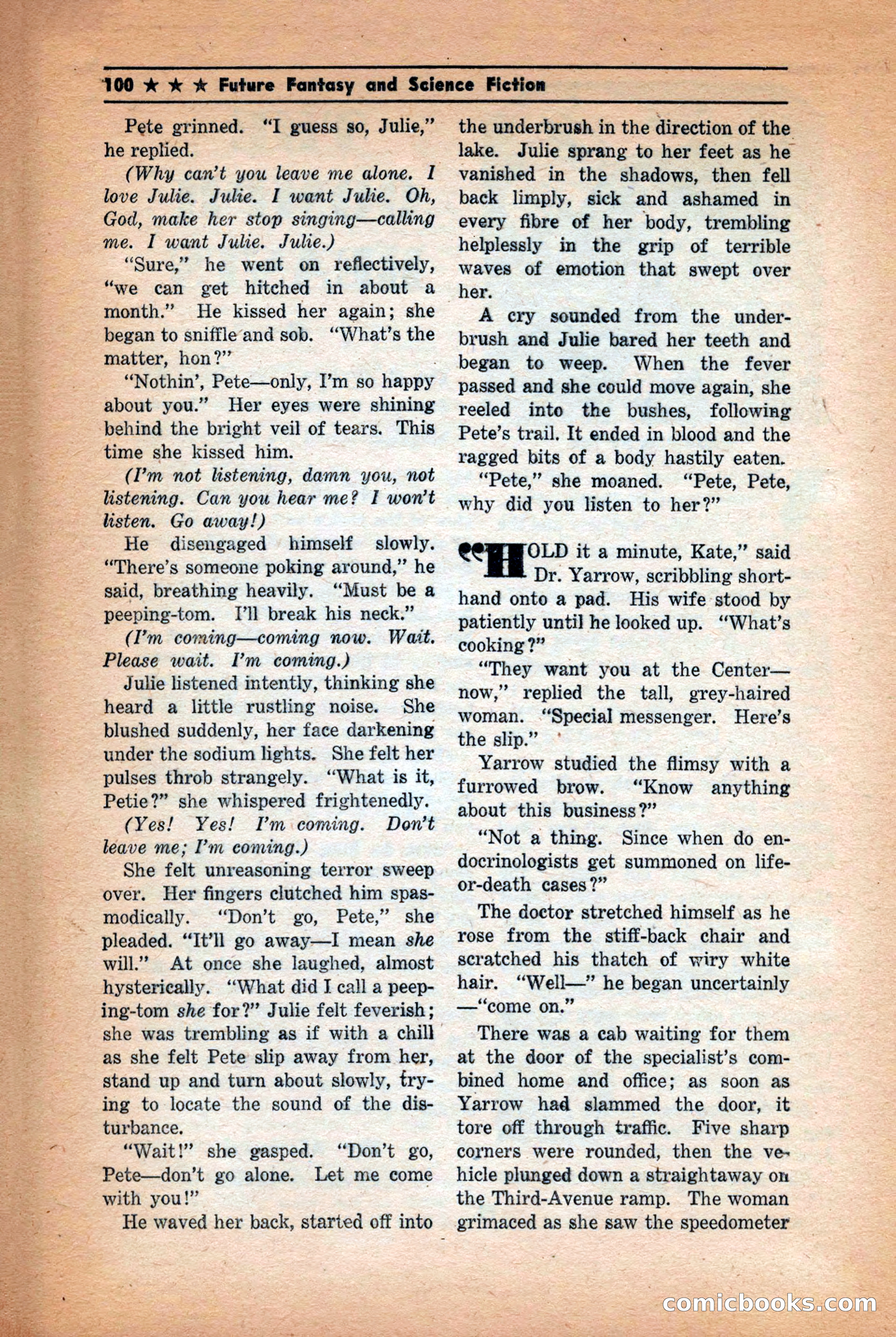 Future: Fantasy and Science Fiction, December 1942 — page 100 of 116