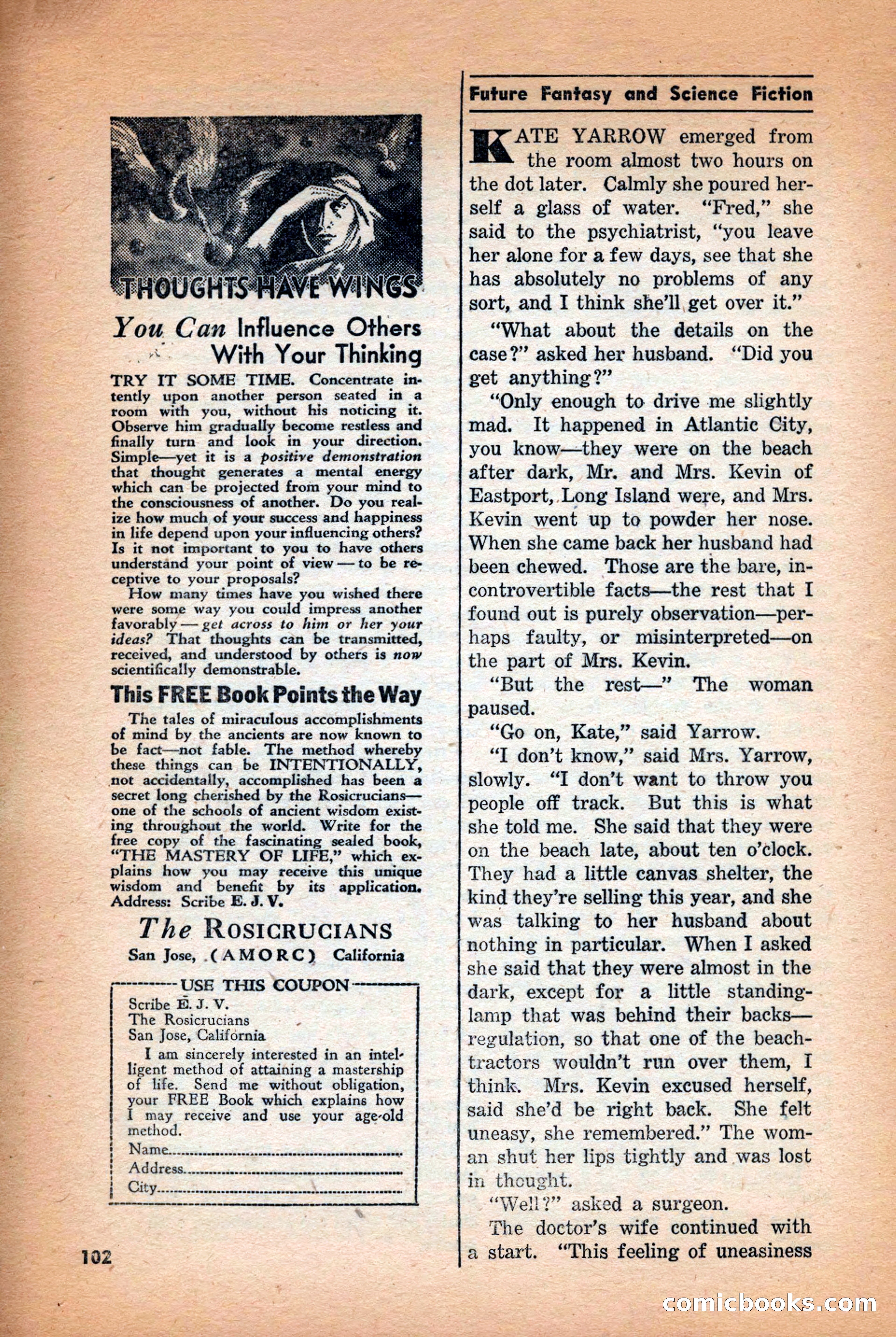 Future: Fantasy and Science Fiction, December 1942 — page 102 of 116