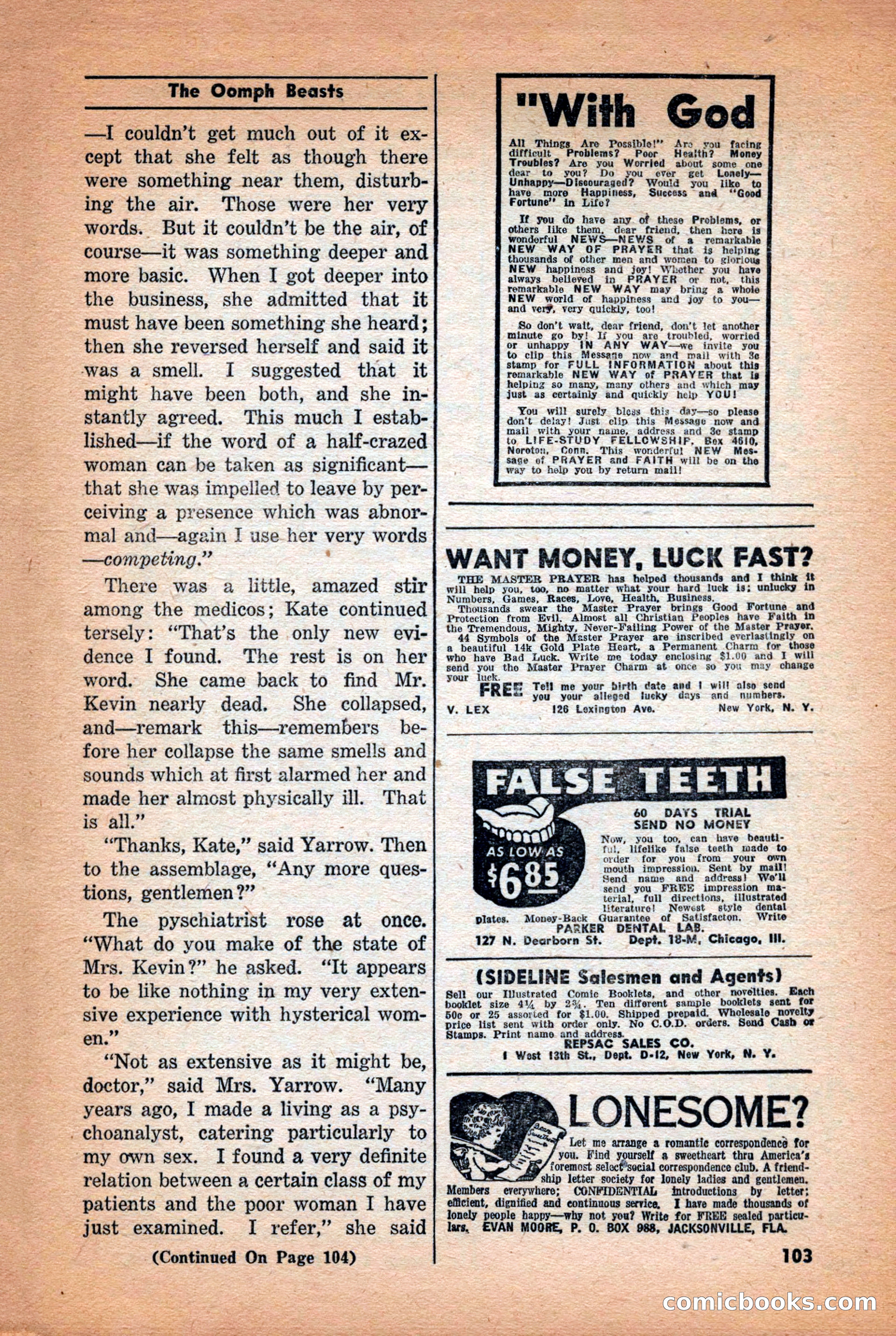 Future: Fantasy and Science Fiction, December 1942 — page 103 of 116