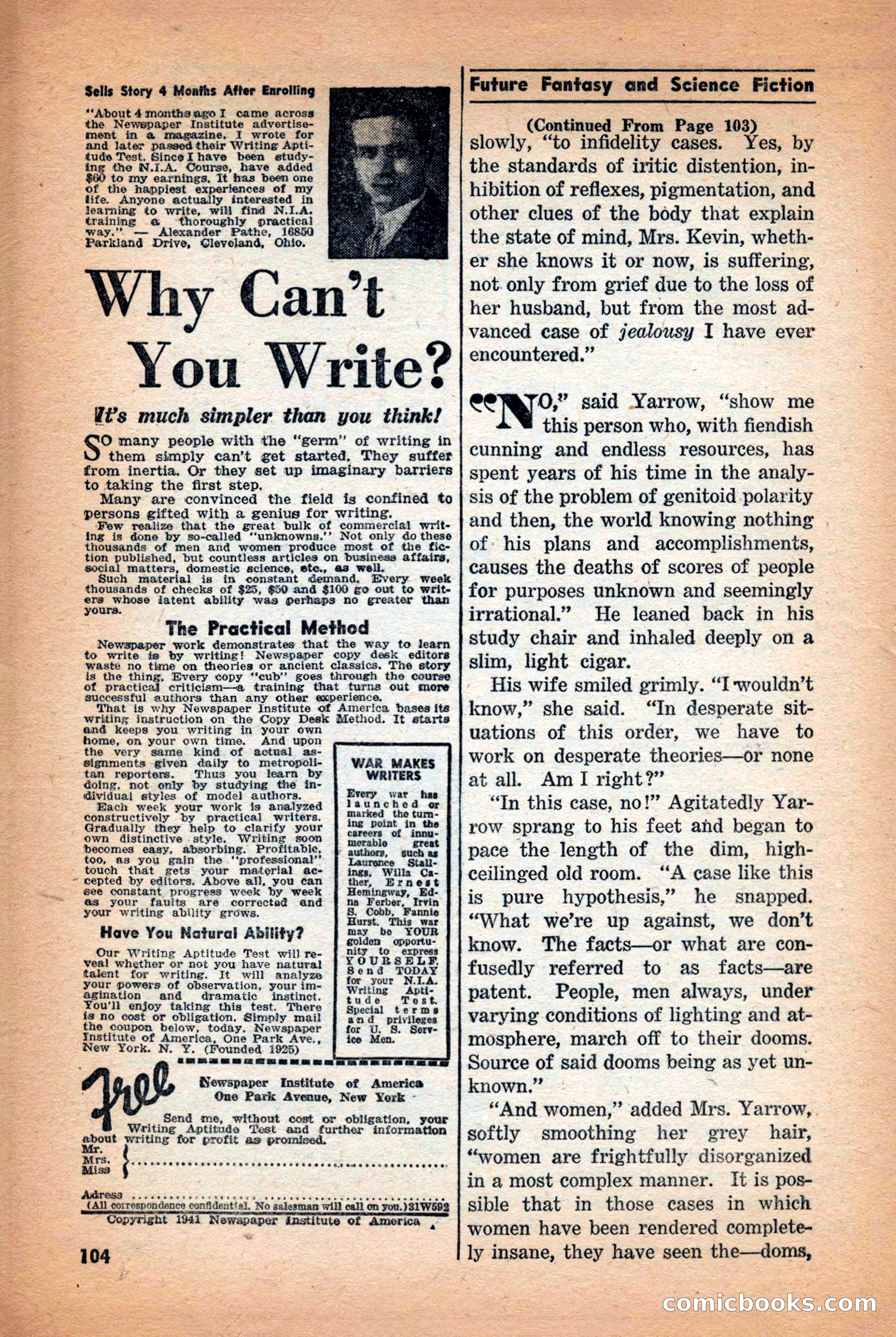 Future: Fantasy and Science Fiction, December 1942 — page 104 of 116