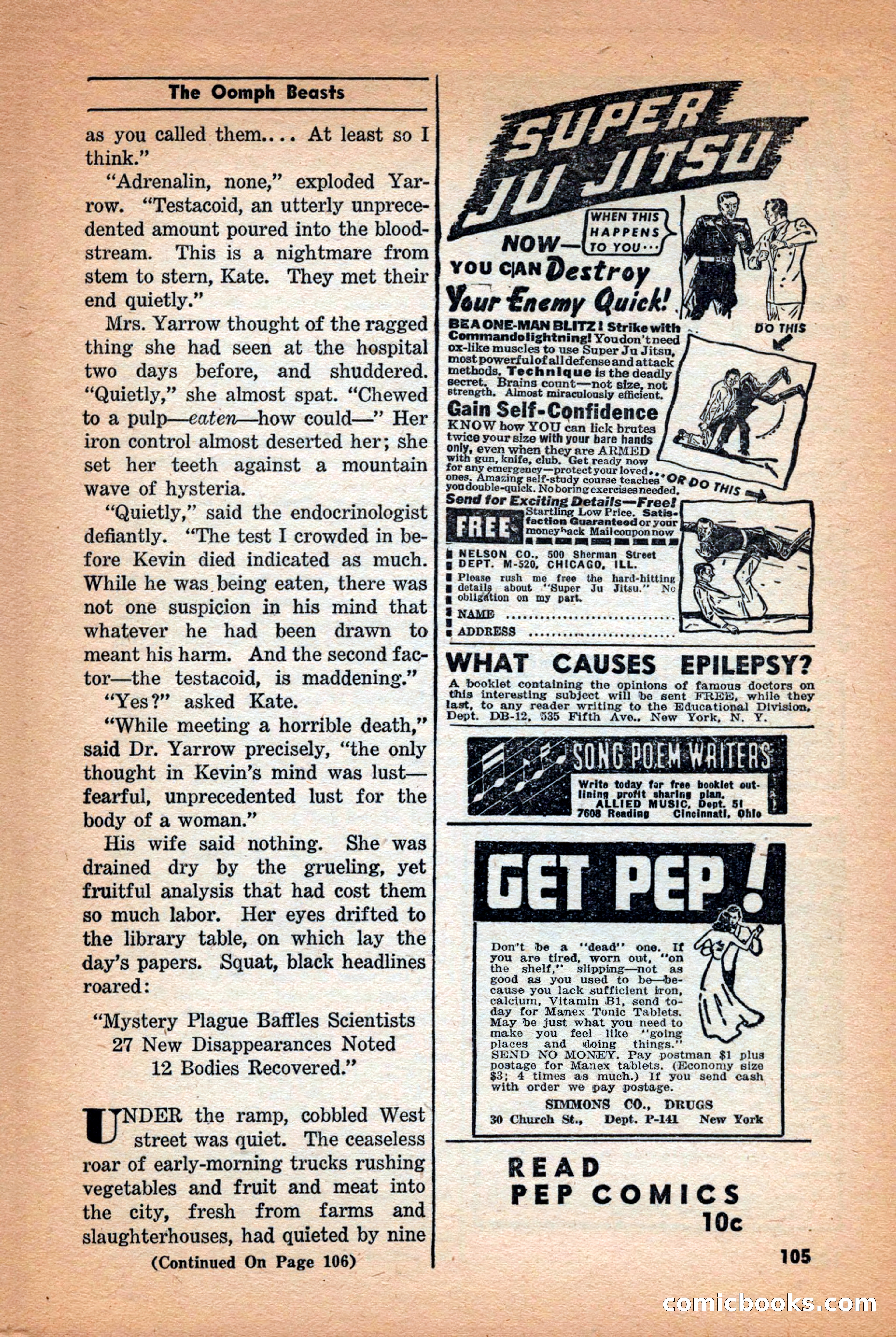 Future: Fantasy and Science Fiction, December 1942 — page 105 of 116