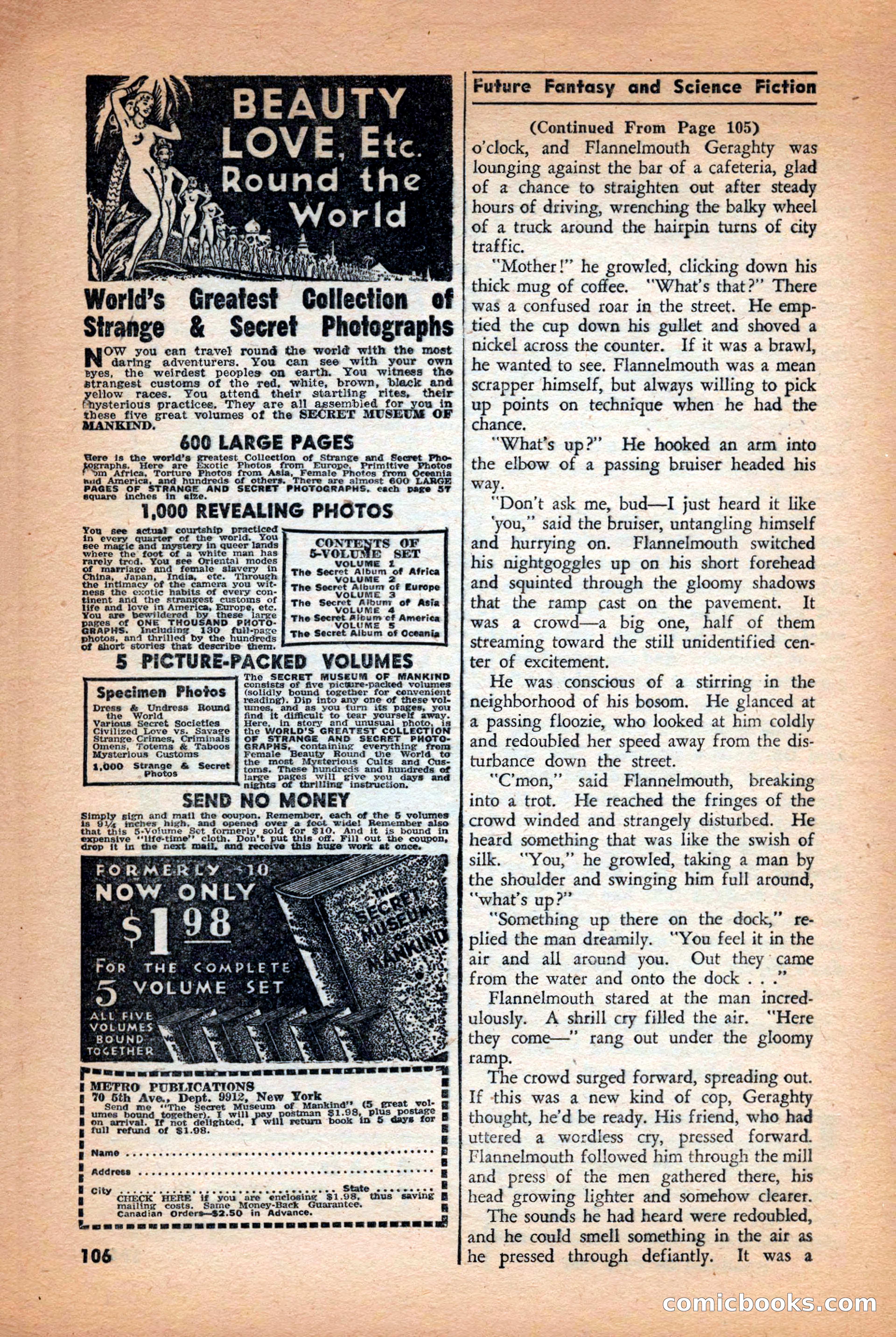 Future: Fantasy and Science Fiction, December 1942 — page 106 of 116