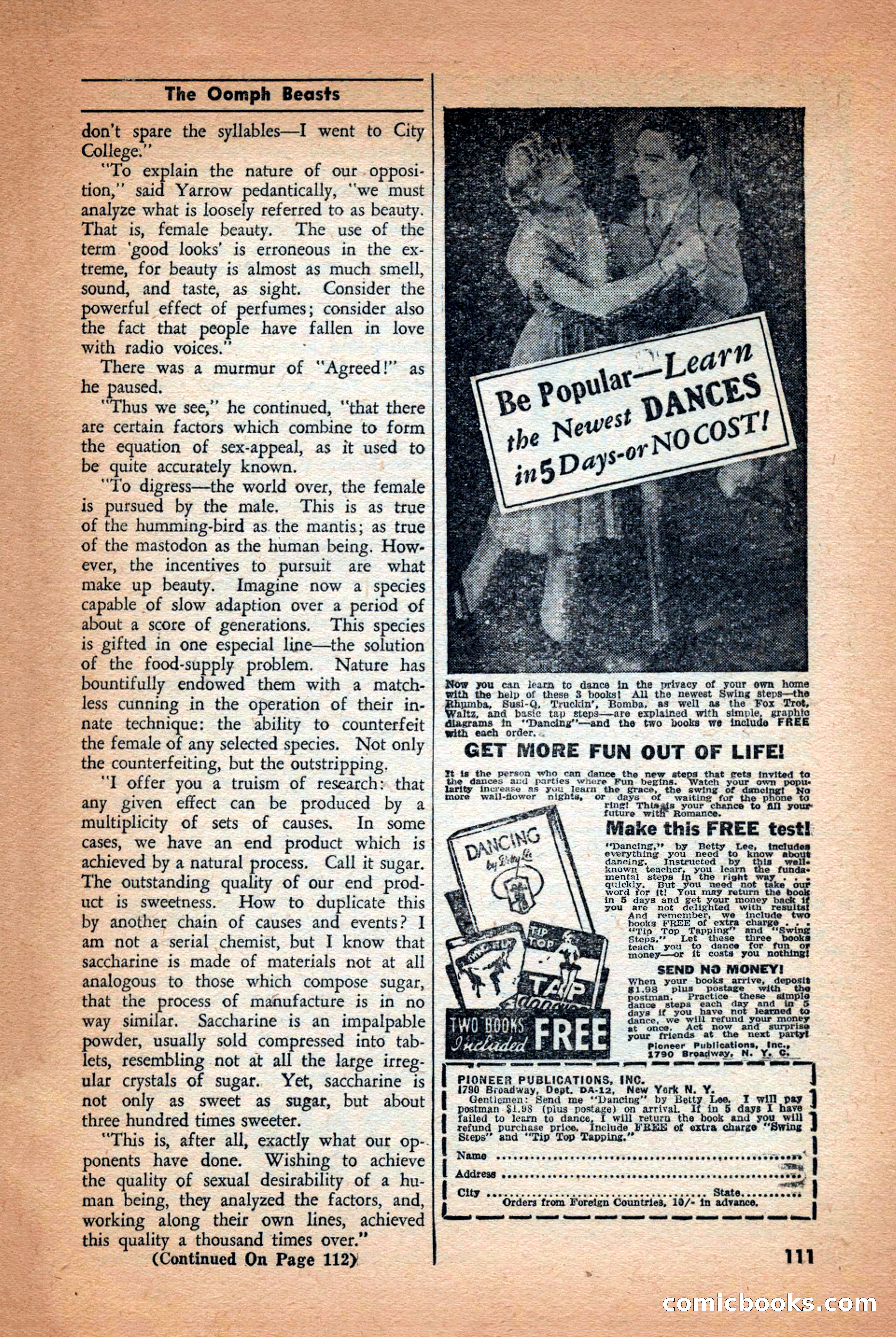 Future: Fantasy and Science Fiction, December 1942 — page 111 of 116