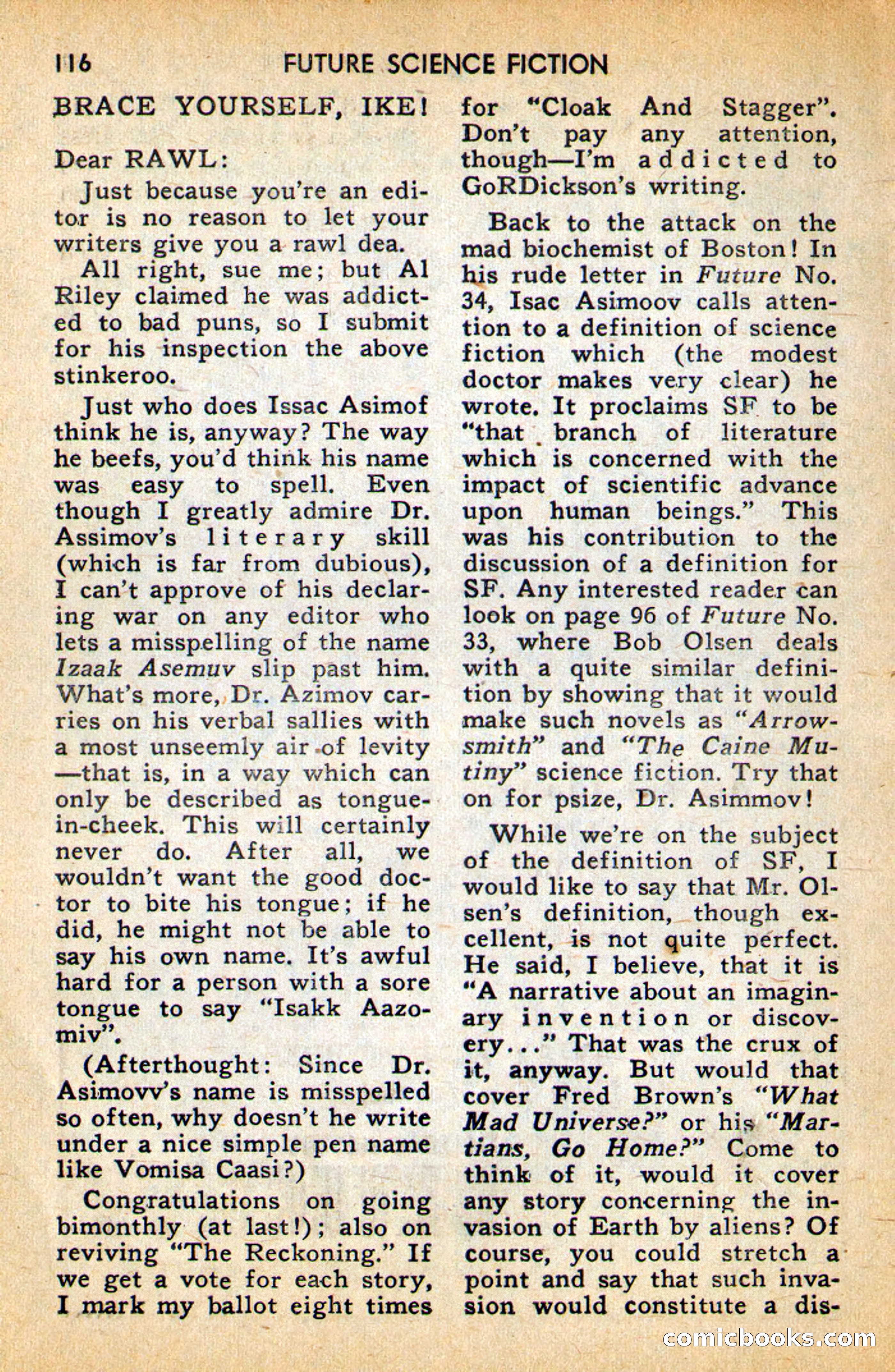 Future Science Fiction, April 1958 — page 116 of 132