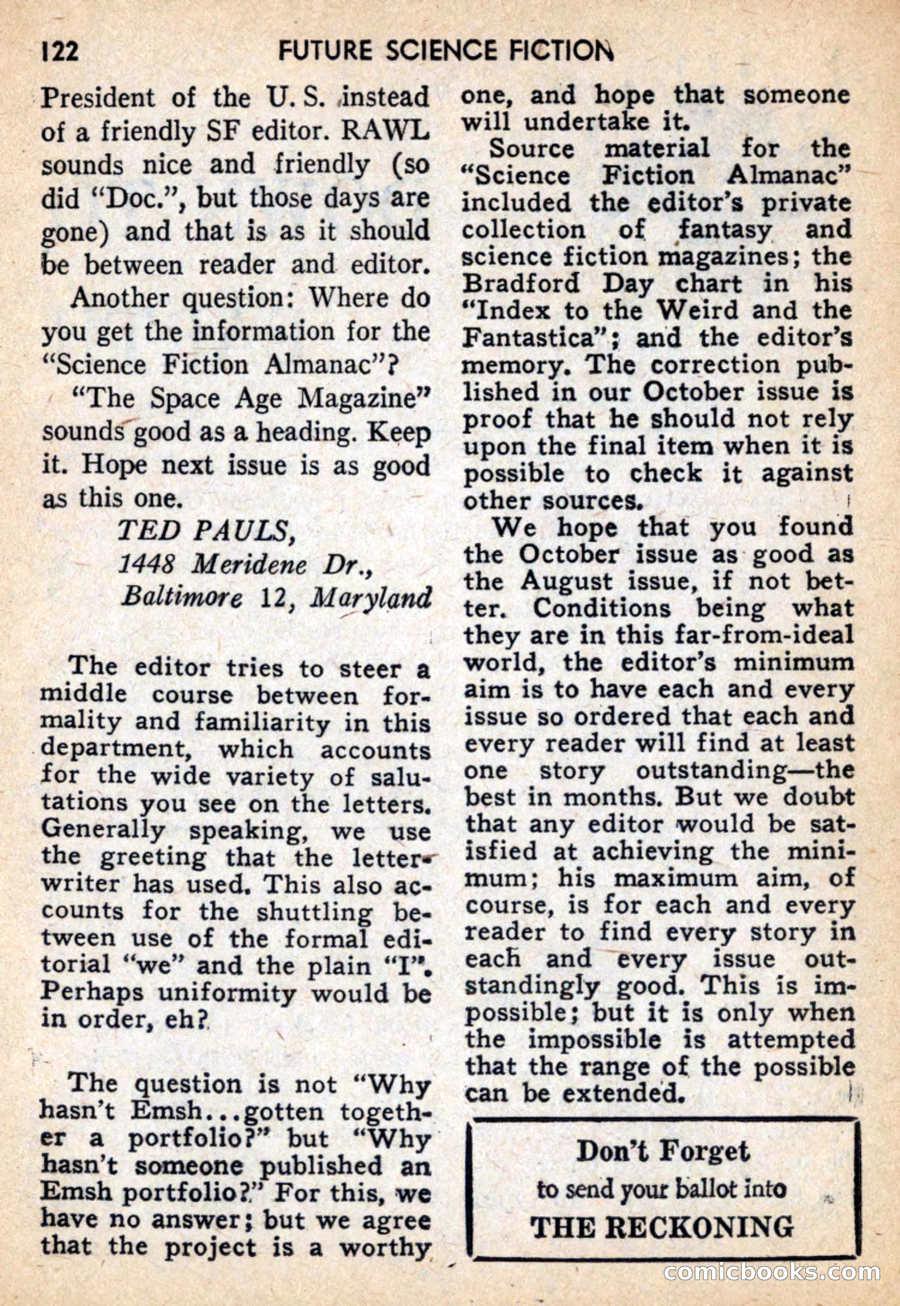 Future Science Fiction, February 1959 — page 122 of 132