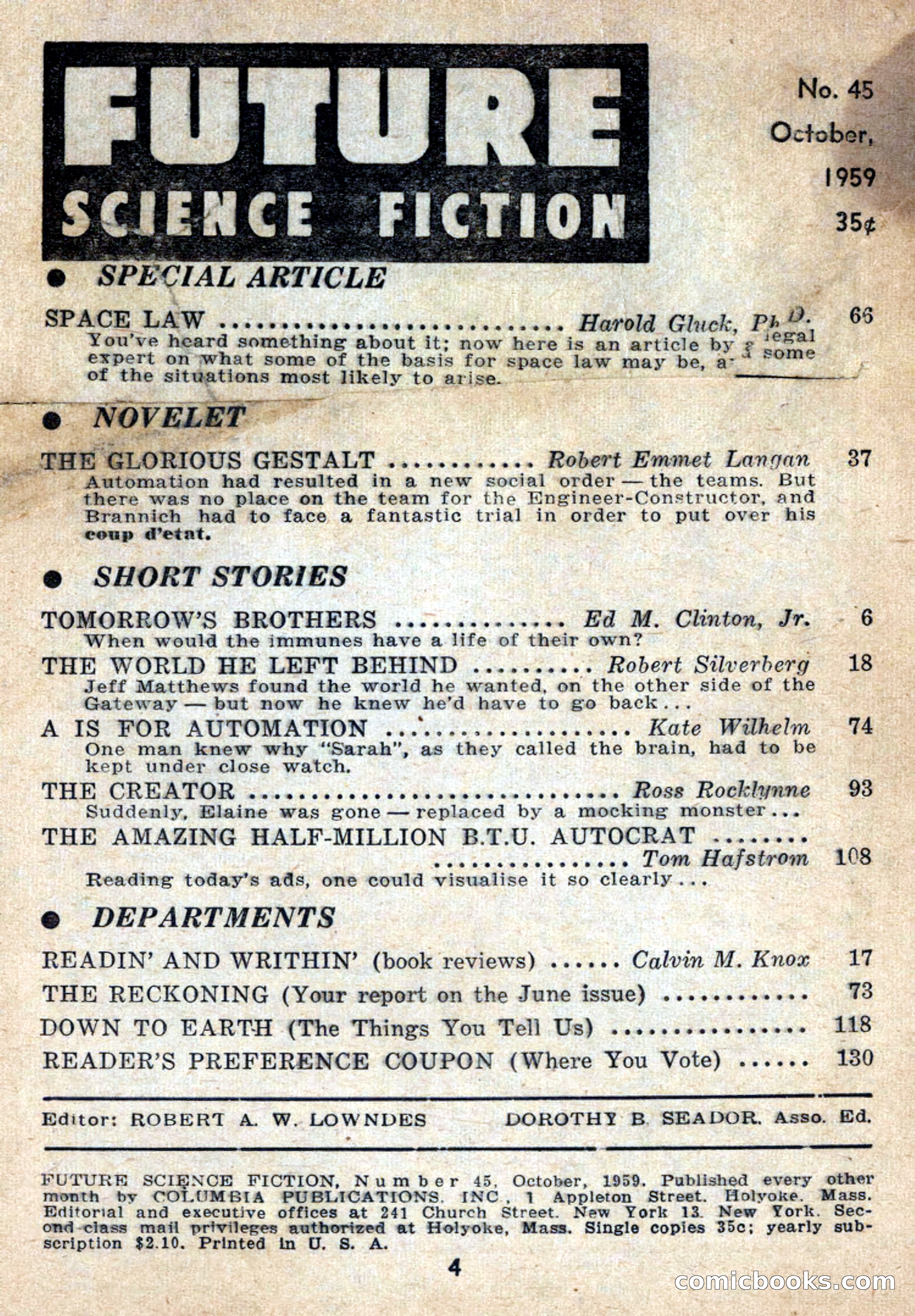 Future Science Fiction, October 1959 — page 4 of 132