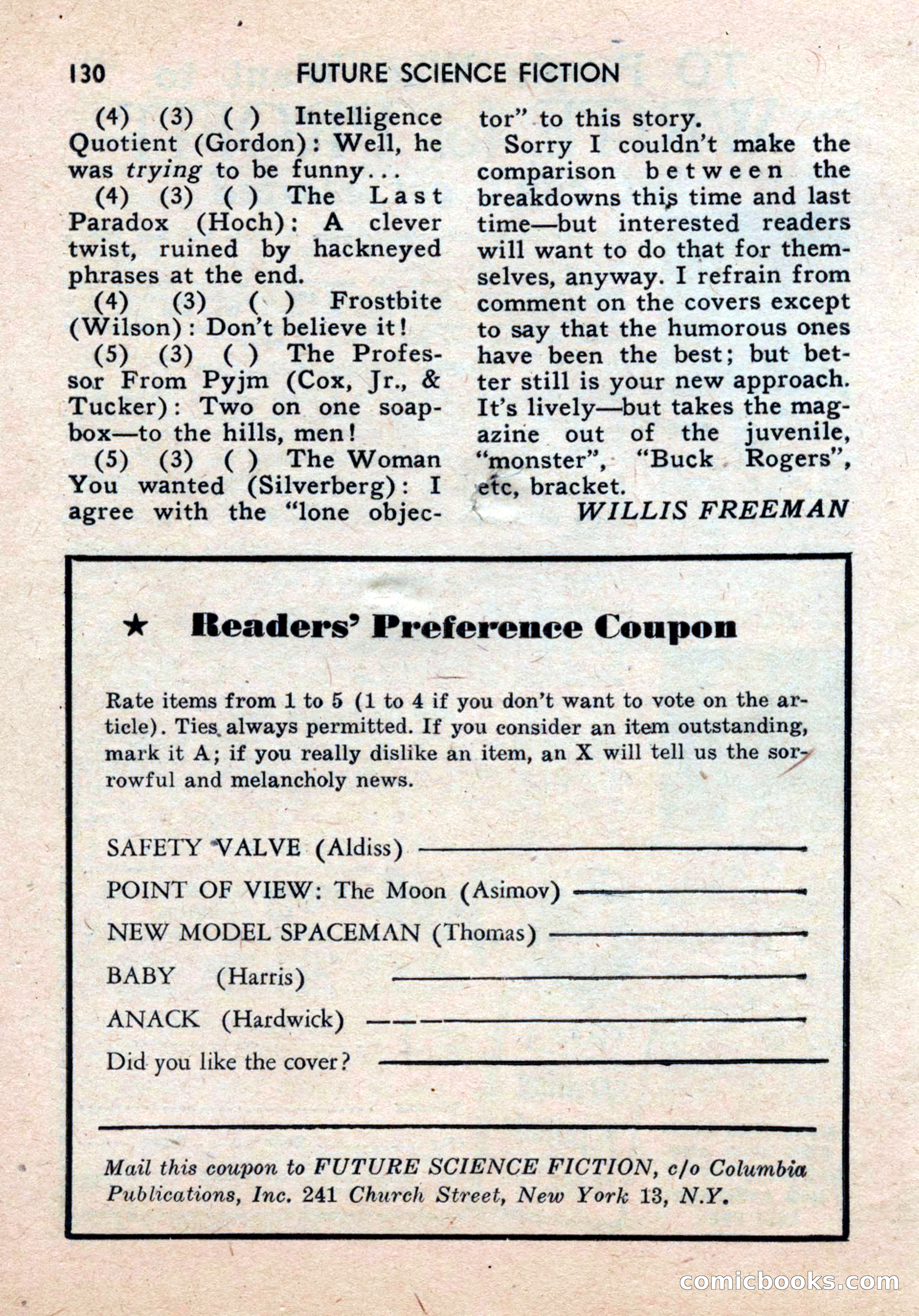 Future Science Fiction, August 1959 — page 130 of 132