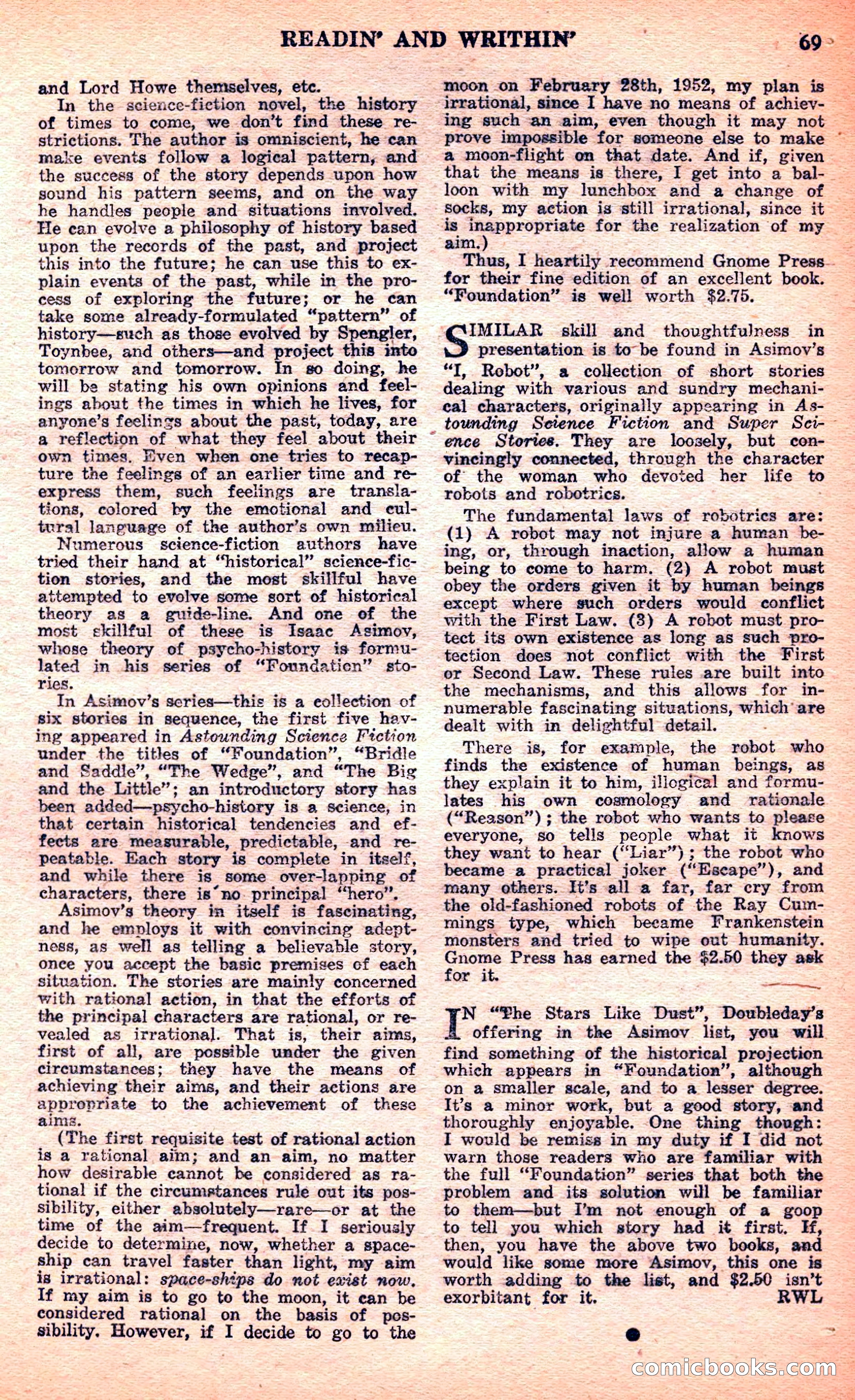 Future Science Fiction, March 1952 — page 69 of 101
