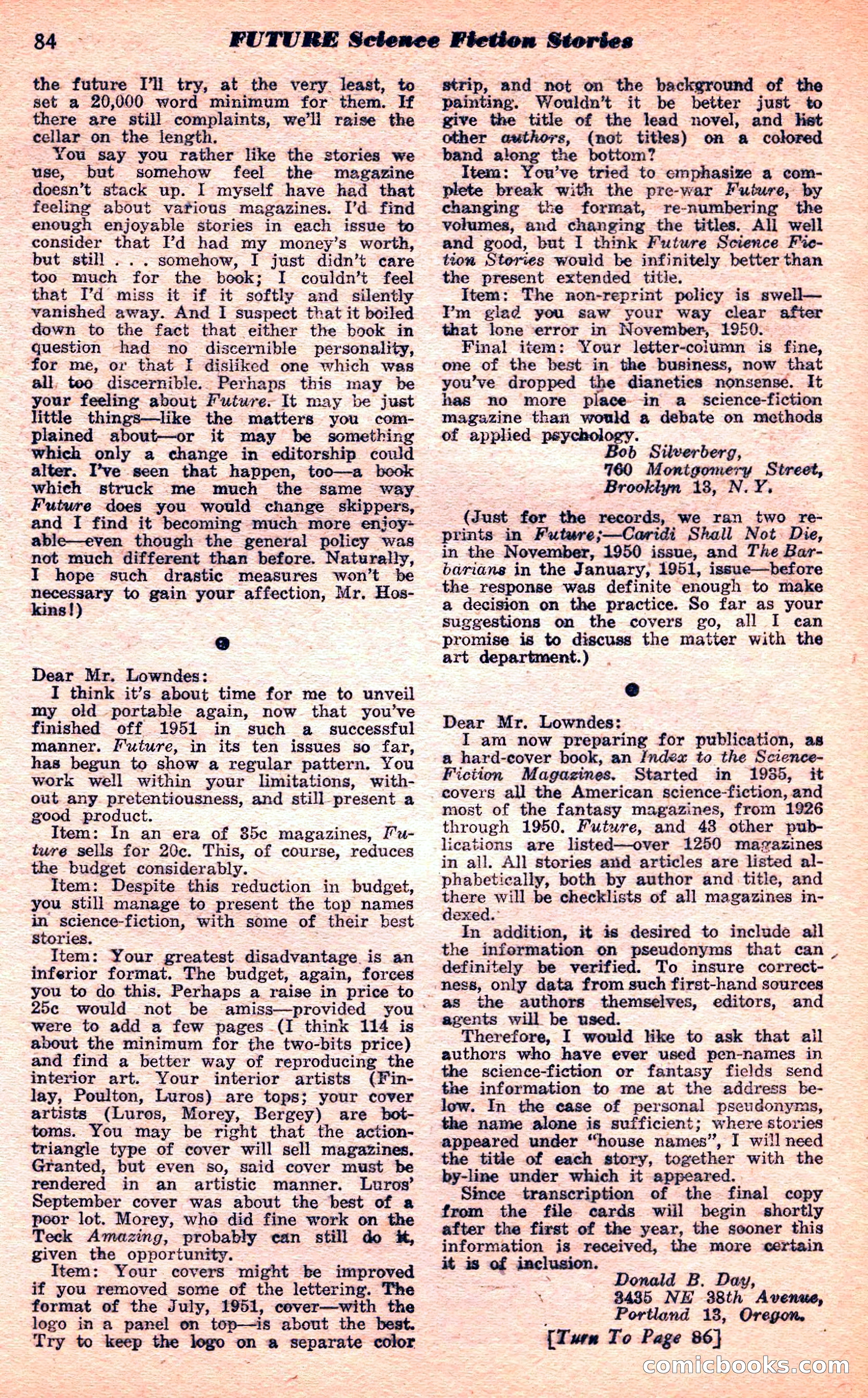 Future Science Fiction, March 1952 — page 84 of 101