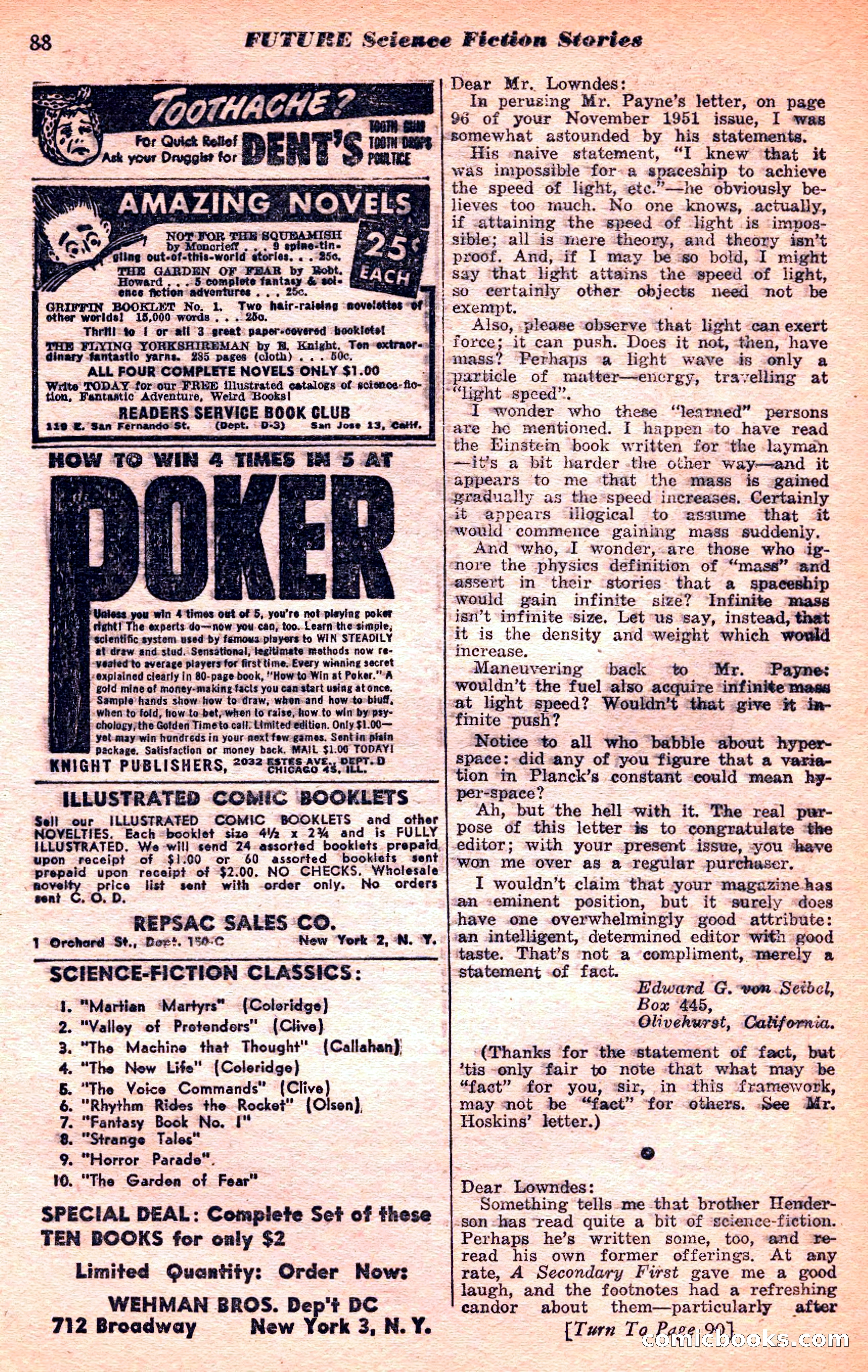 Future Science Fiction, March 1952 — page 88 of 101