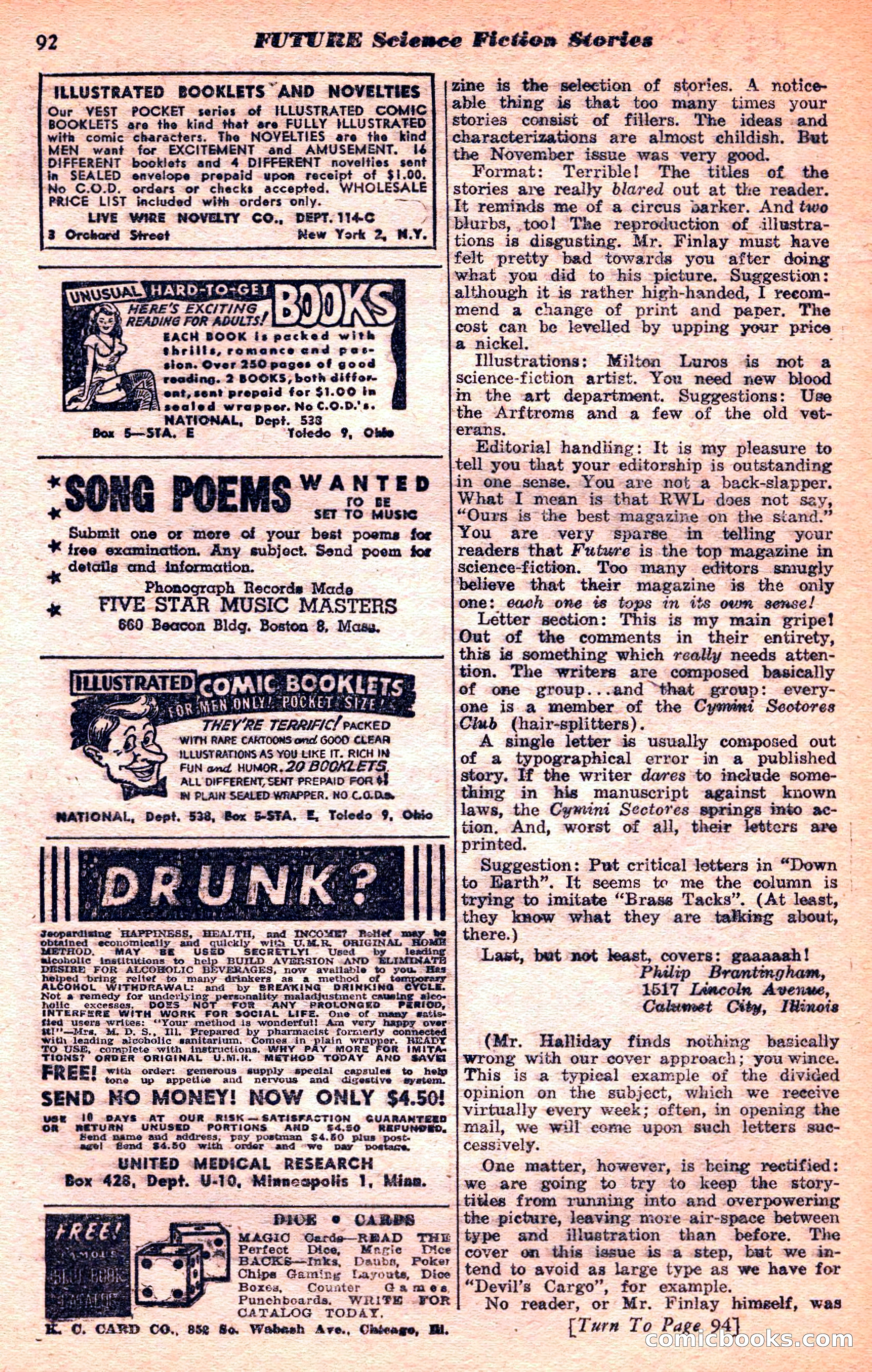 Future Science Fiction, March 1952 — page 92 of 101