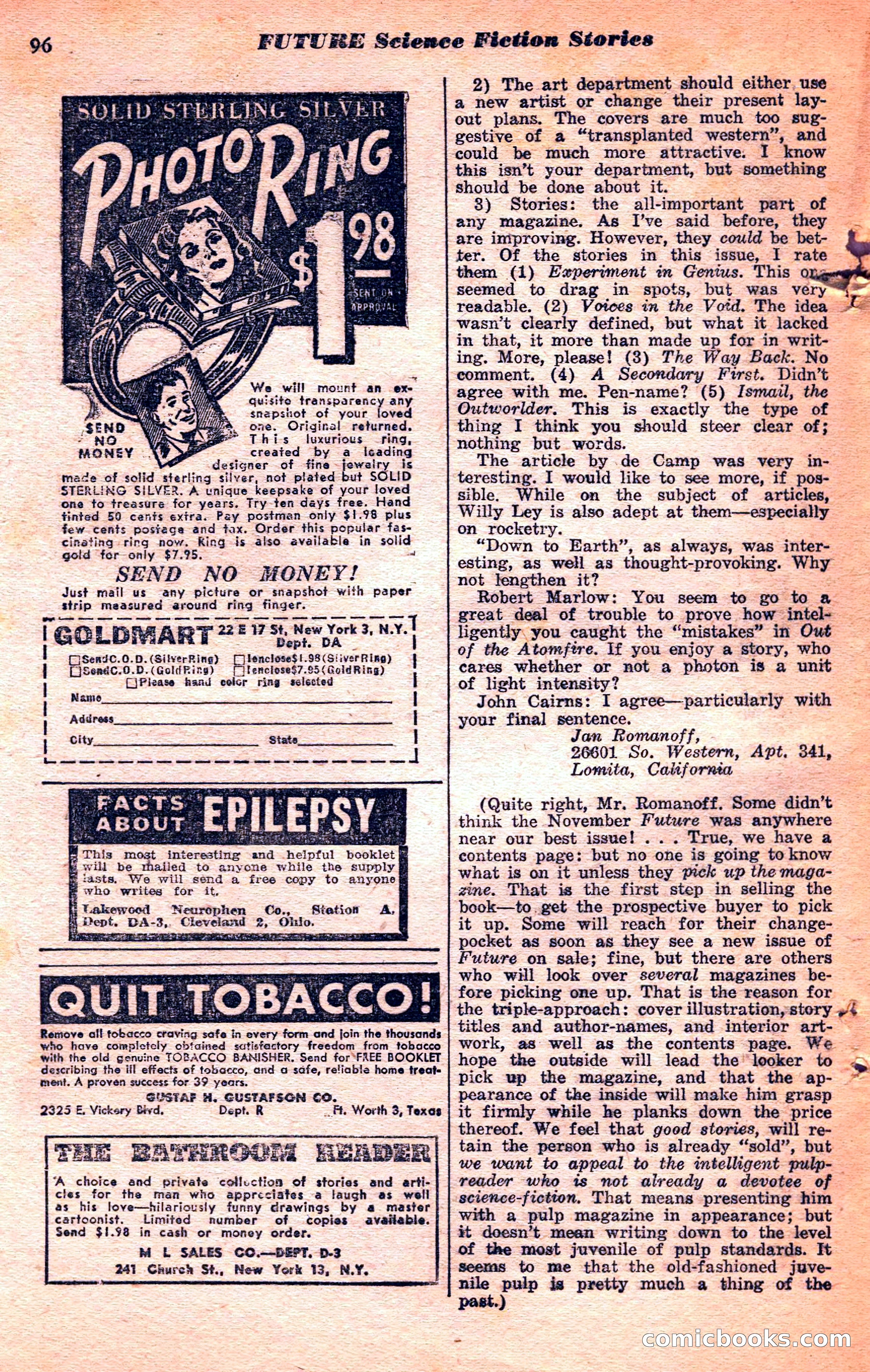Future Science Fiction, March 1952 — page 96 of 101