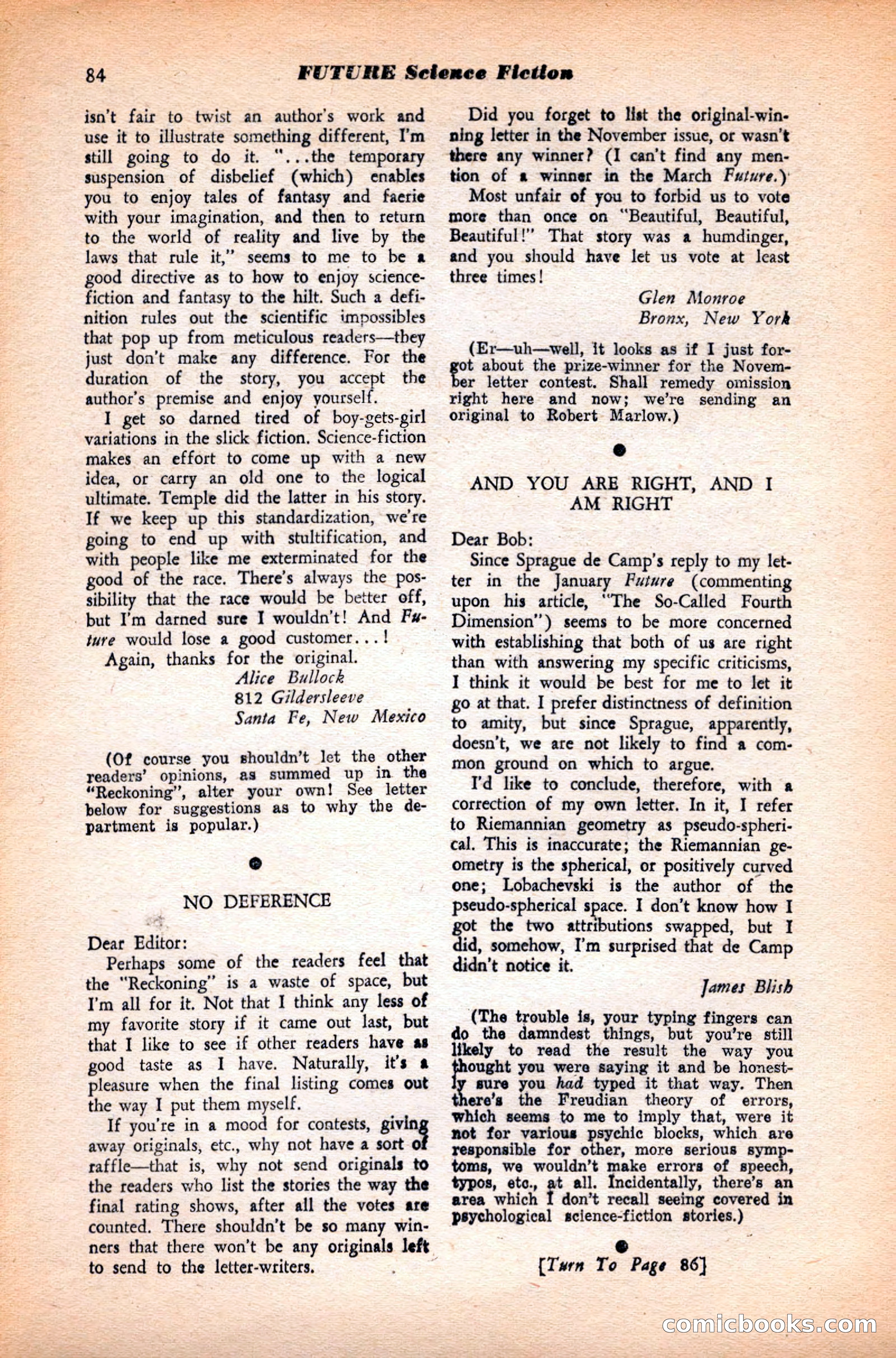 Future Science Fiction, May 1952 — page 84 of 100