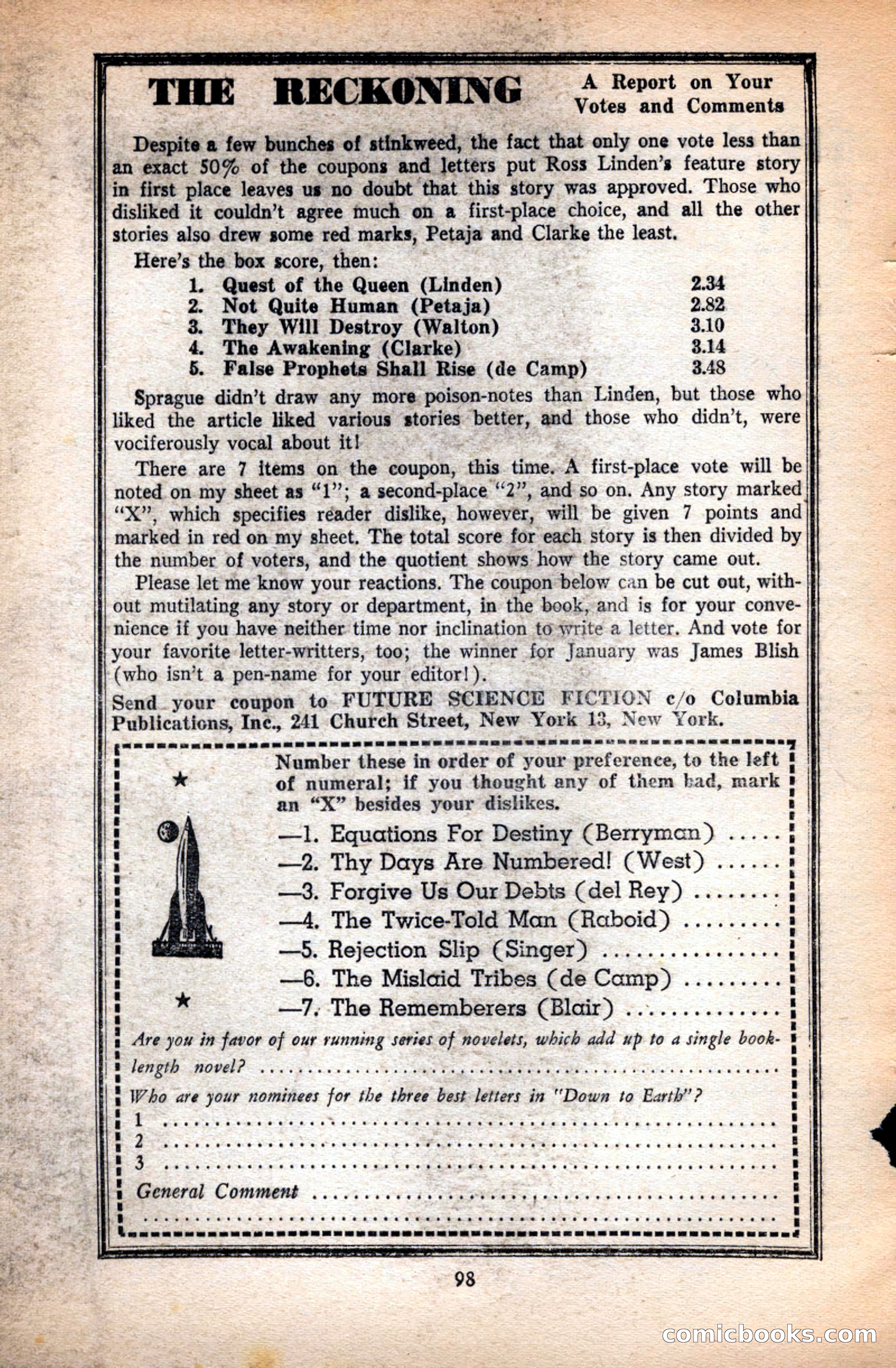 Future Science Fiction, May 1952 — page 98 of 100