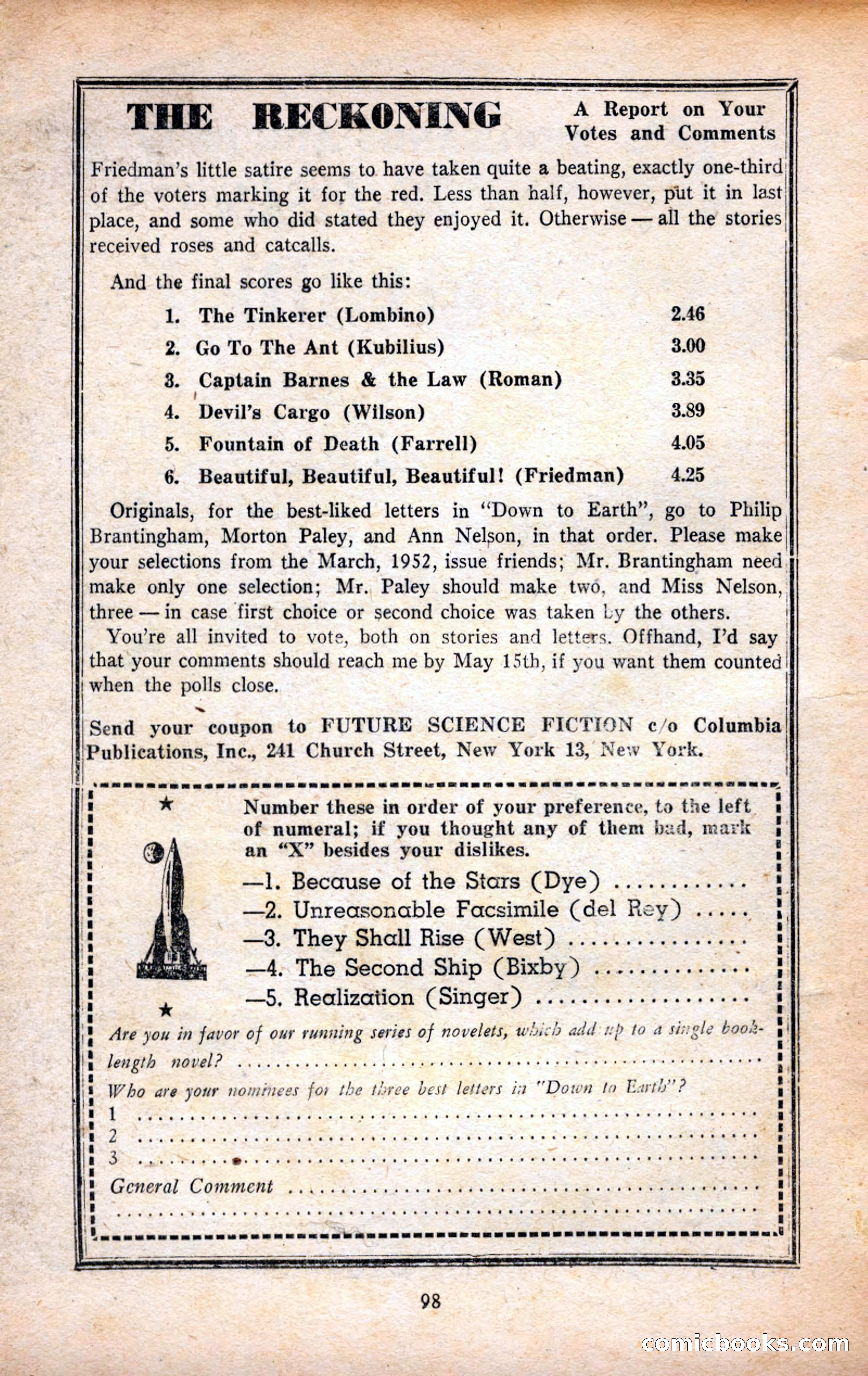 Future Science Fiction, July 1952 — page 98 of 100