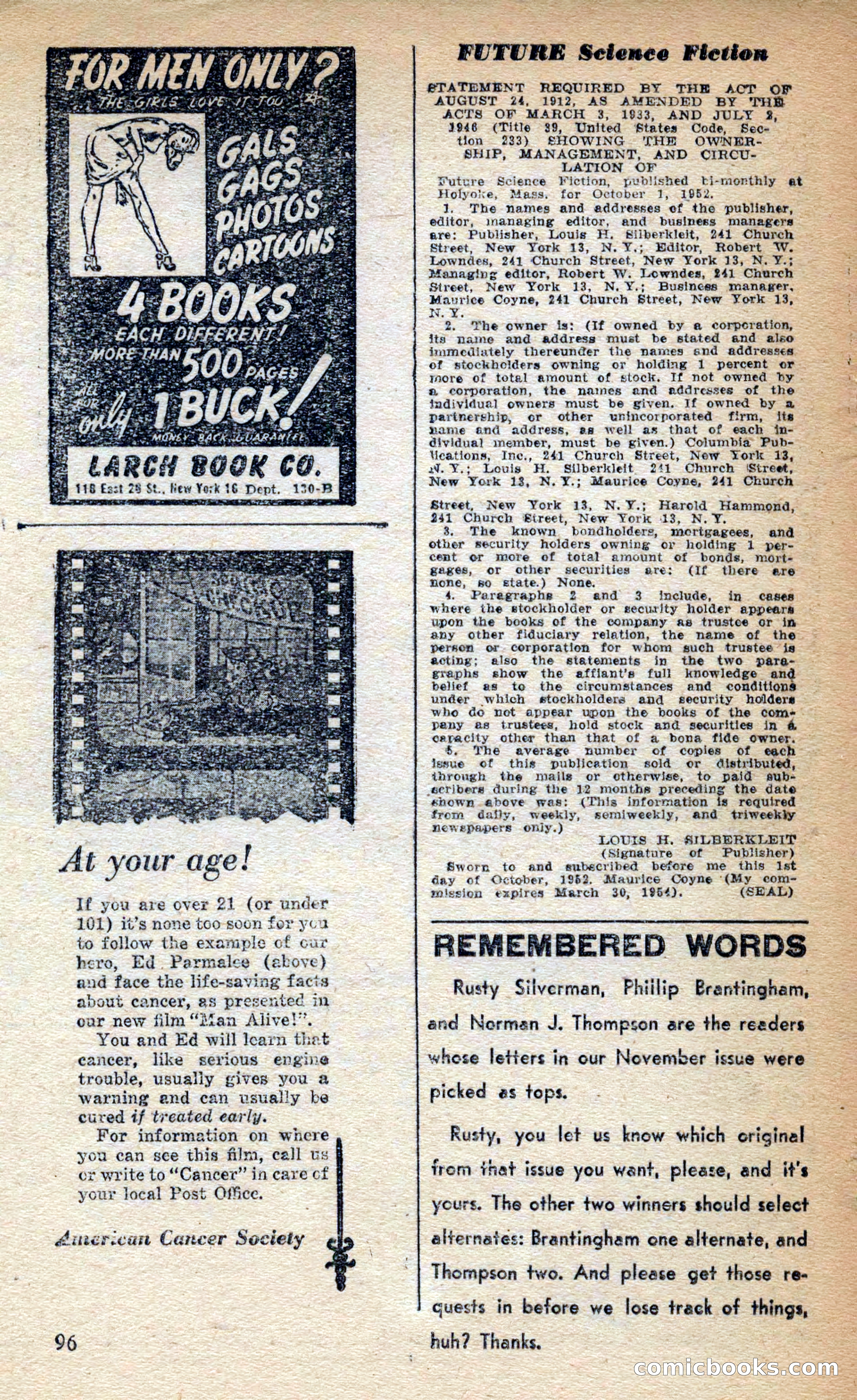 Future Science Fiction, March 1953 — page 96 of 100