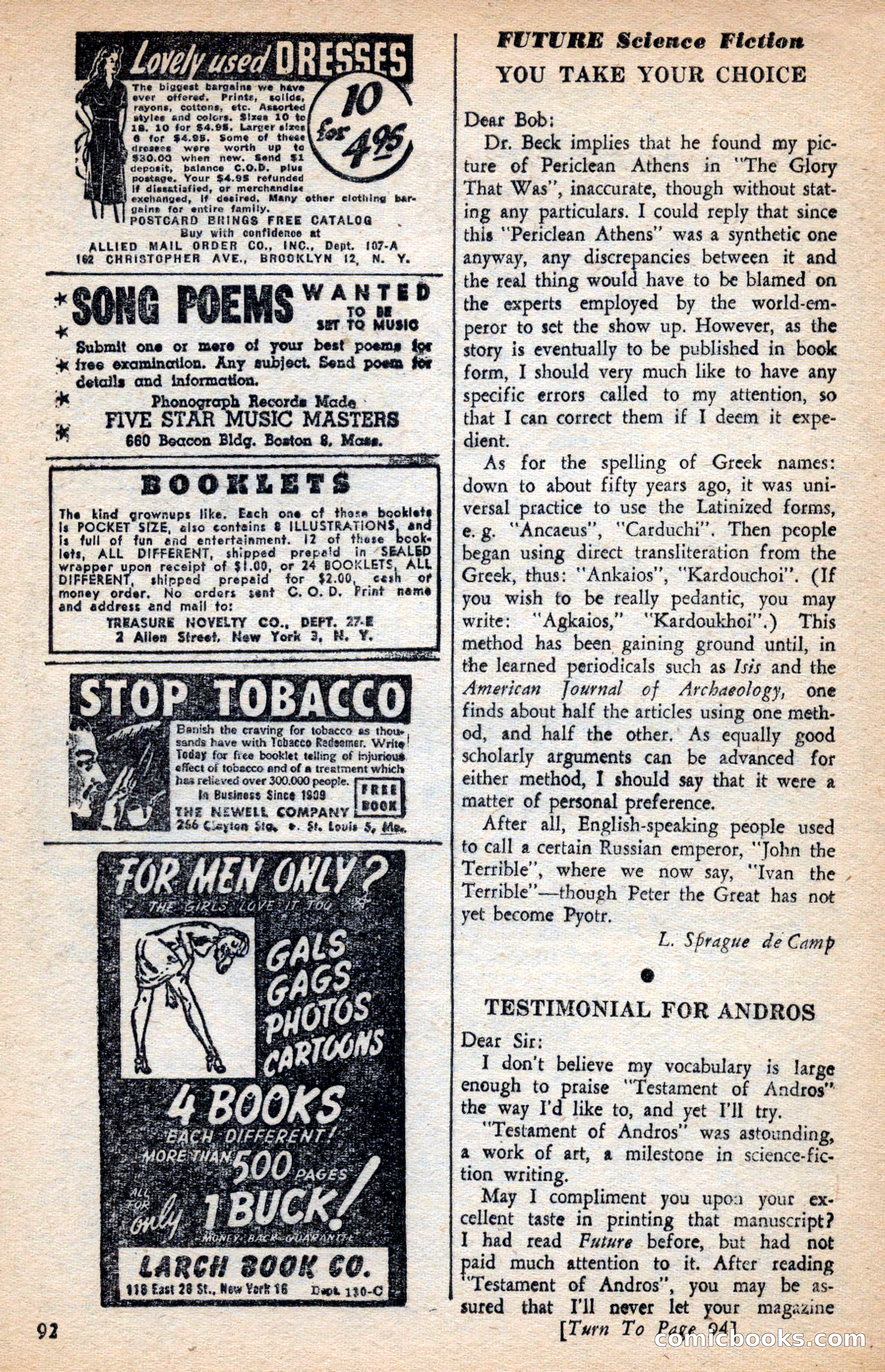 Future Science Fiction, May 1953 — page 92 of 100