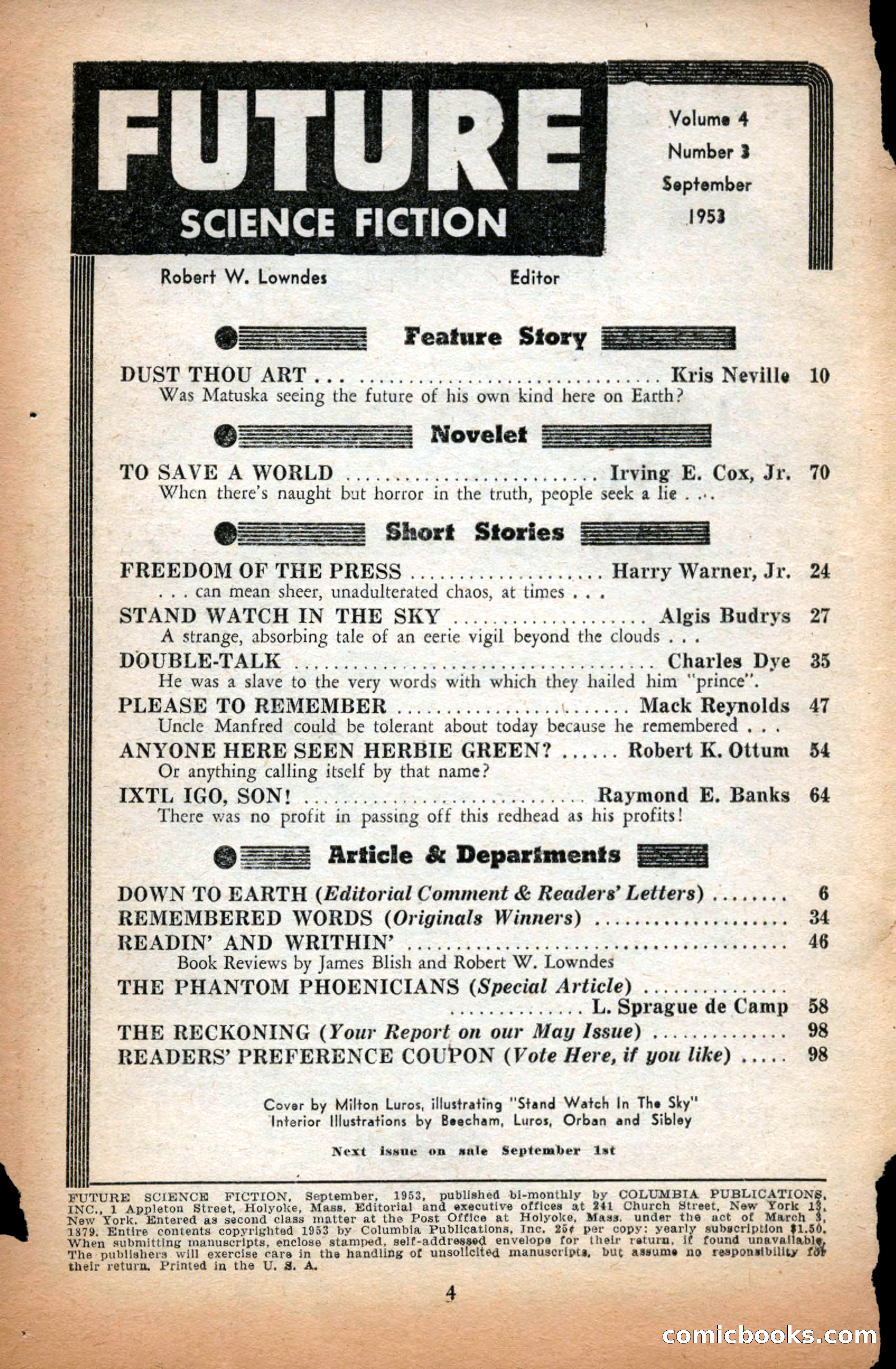 Future Science Fiction, September 1953 — page 4 of 100