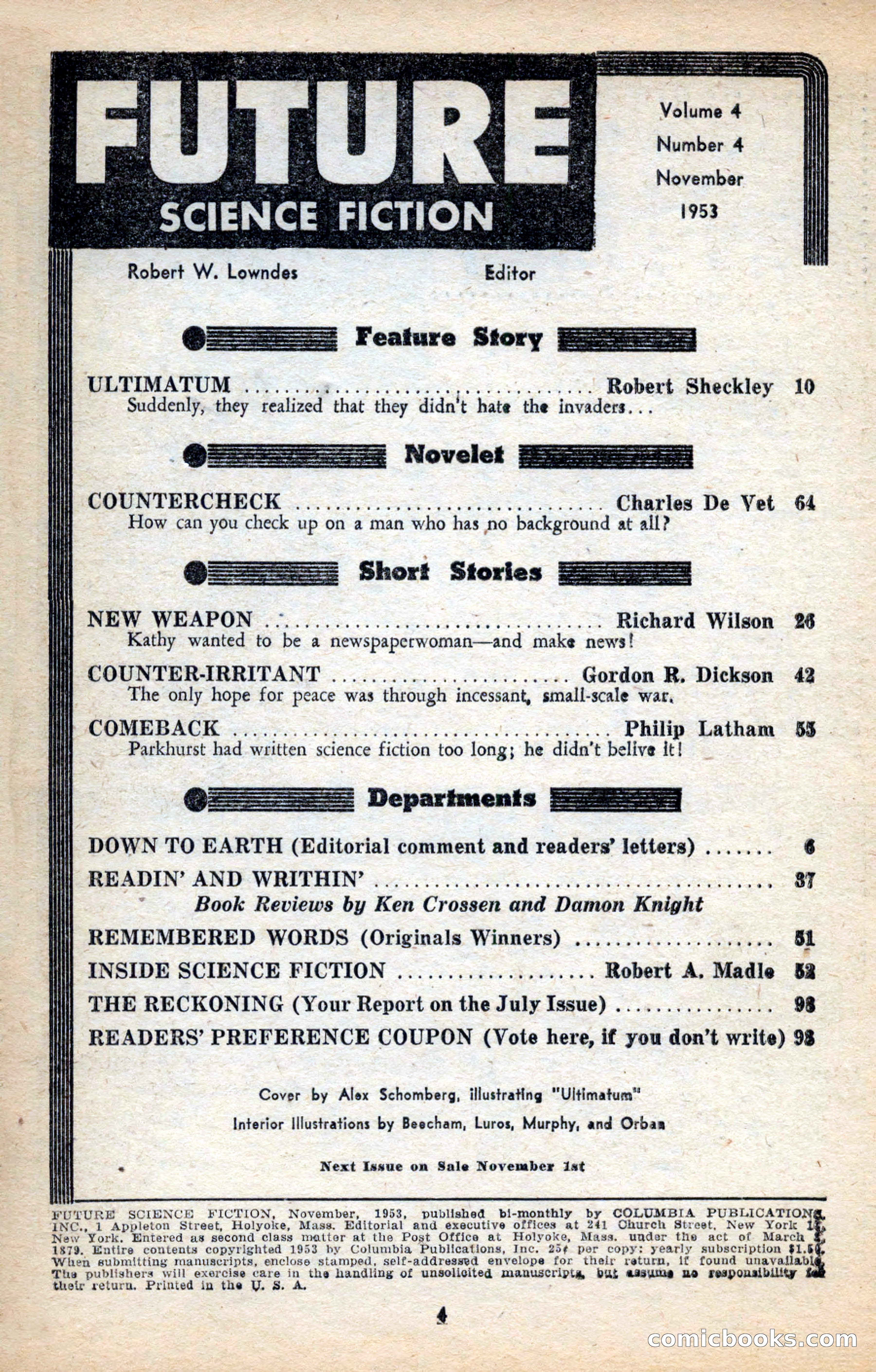 Future Science Fiction, November 1953 — page 4 of 100