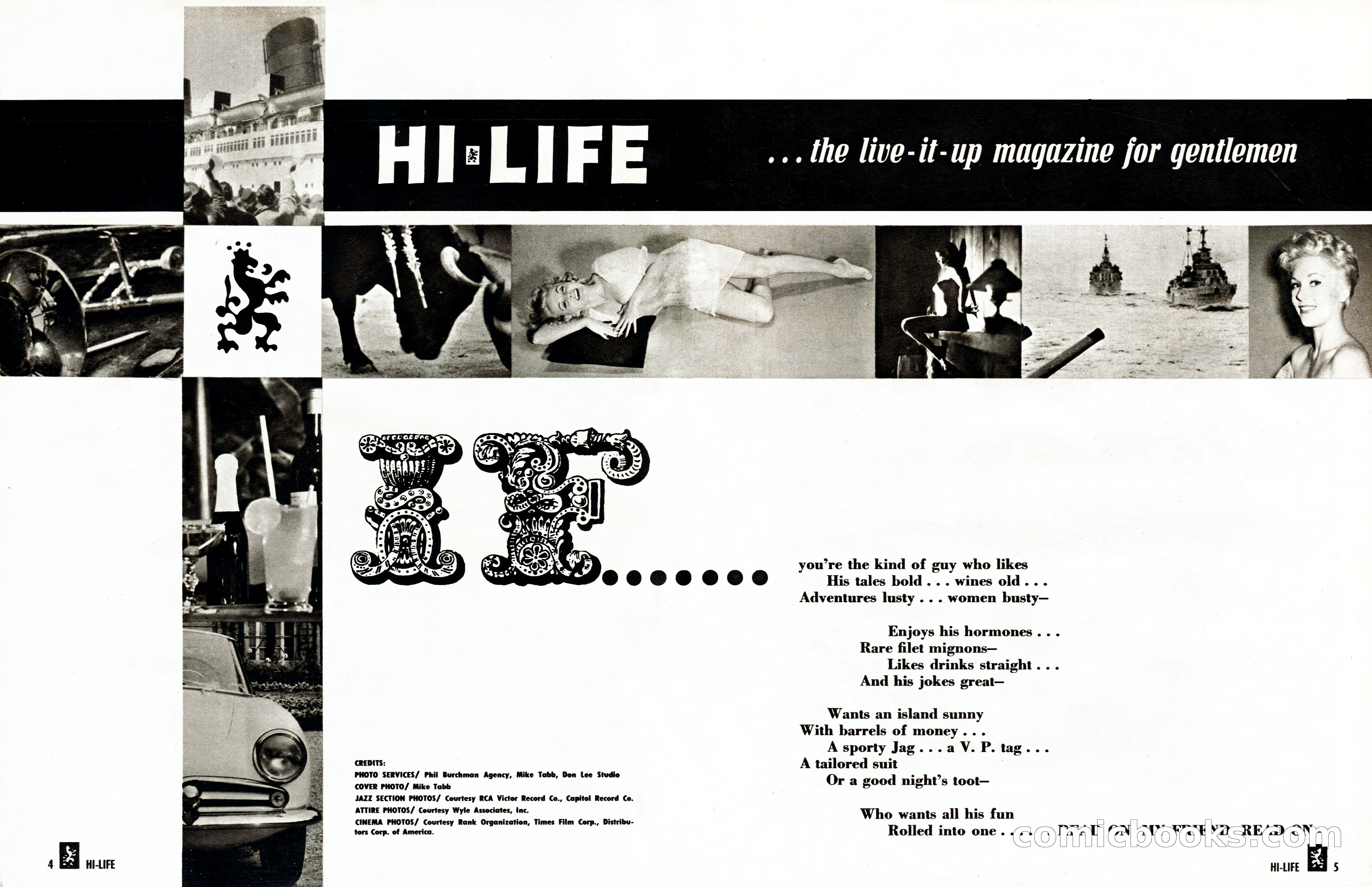 Hi-Life Magazine Cover, March 1958 — page 4 of 64