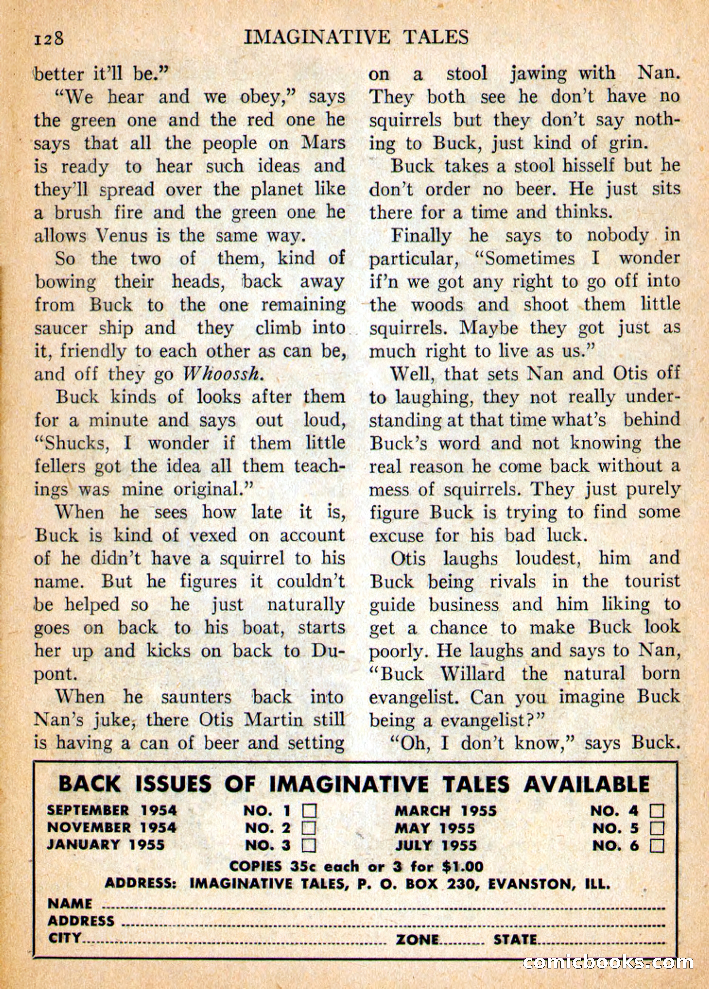 Imaginative Tales, September 1955 — page 128 of 132
