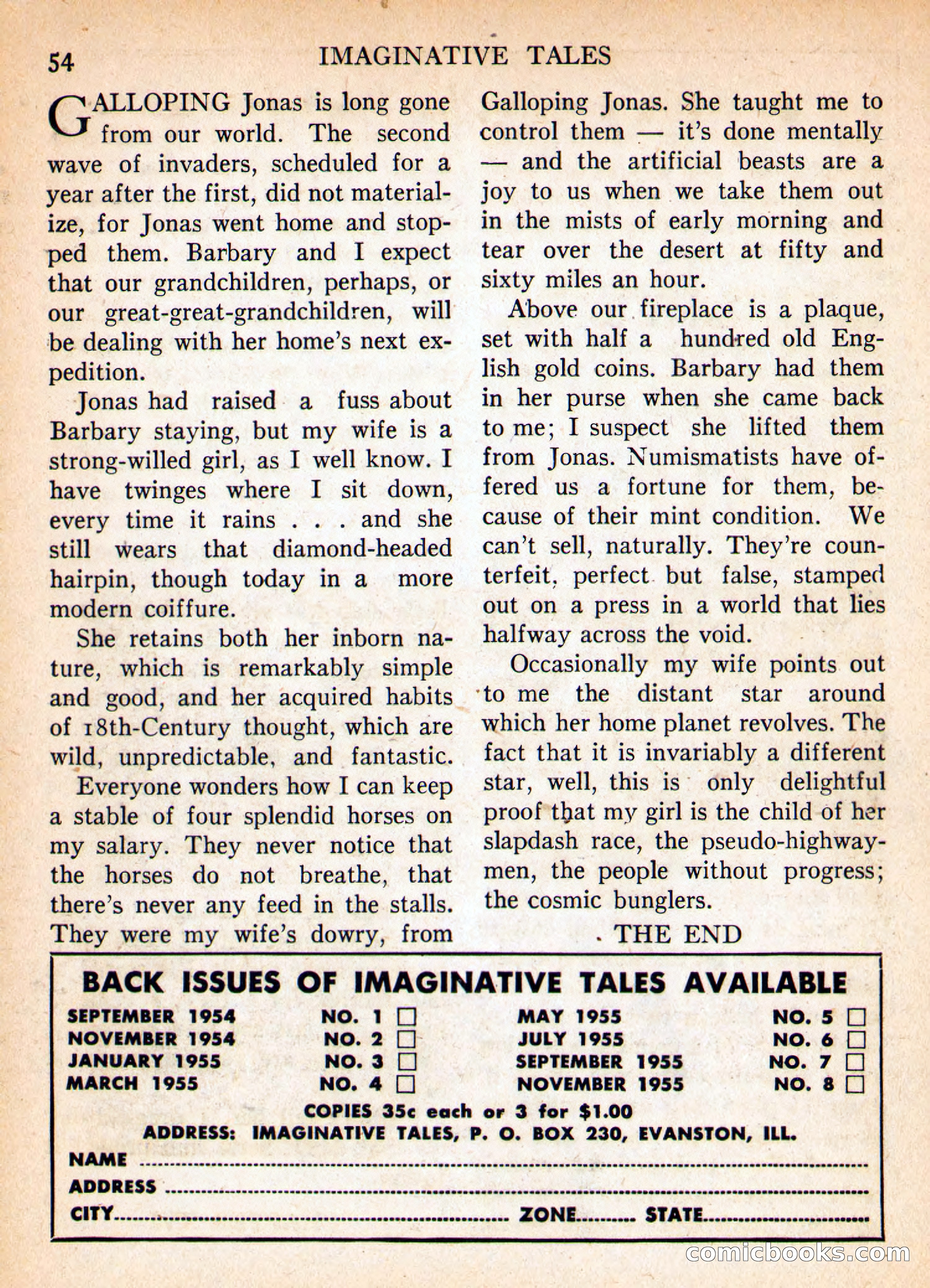 Imaginative Tales, January 1956 — page 54 of 132