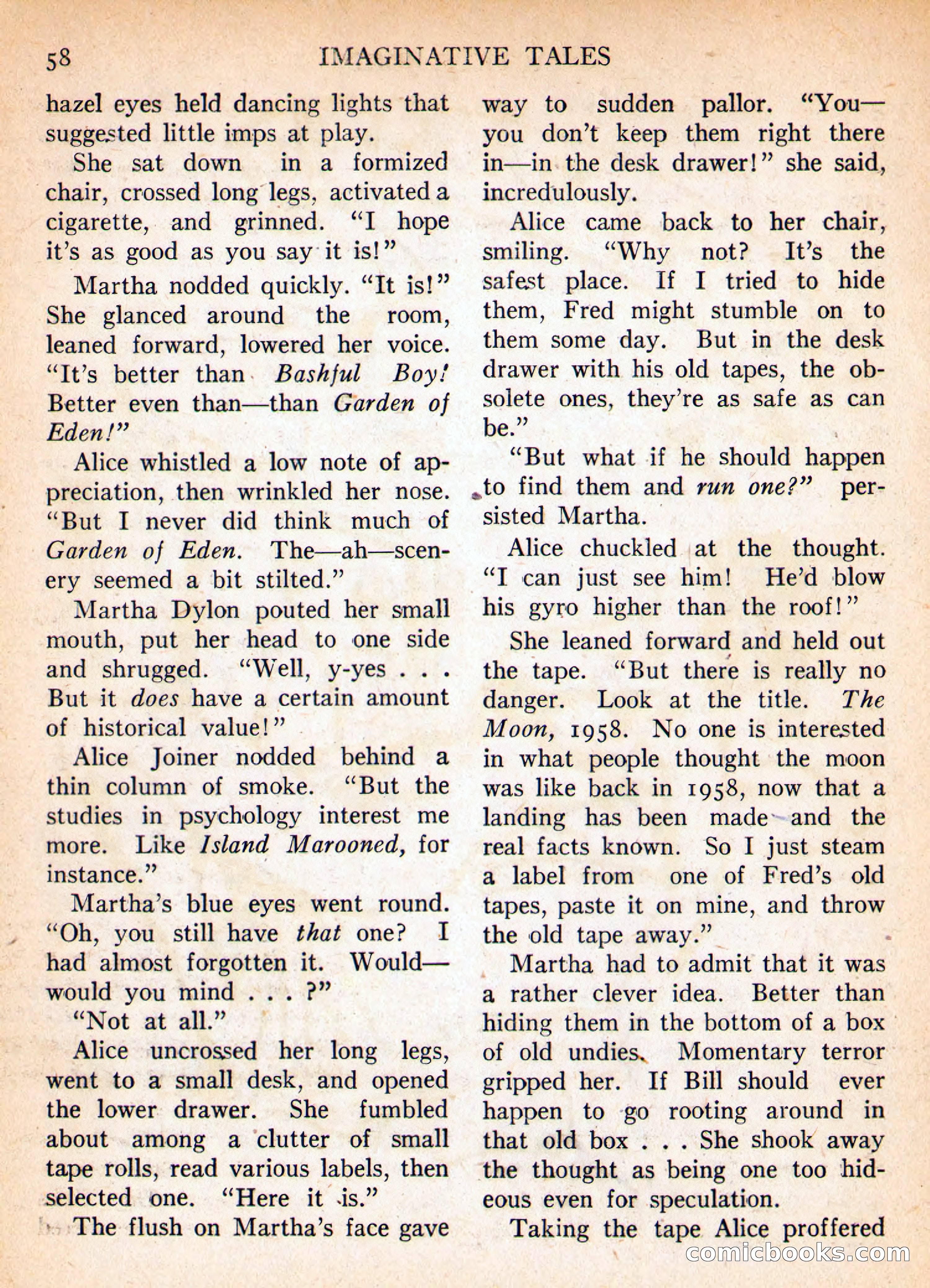 Imaginative Tales, January 1956 — page 58 of 132