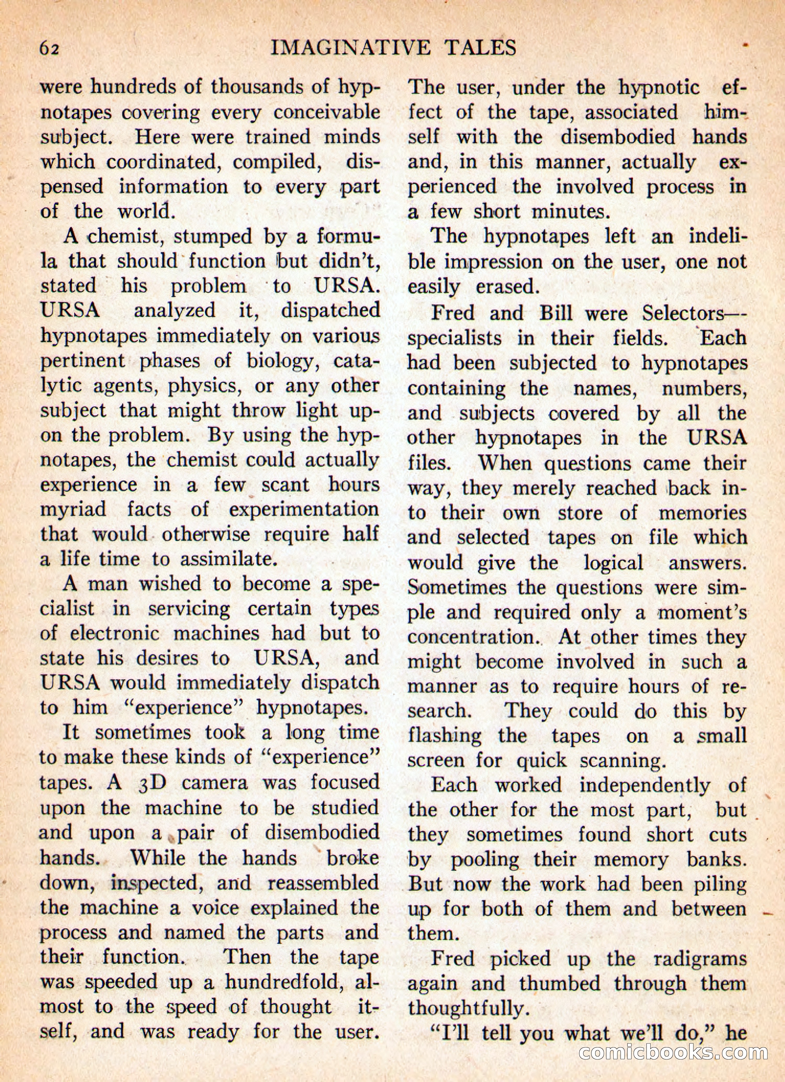Imaginative Tales, January 1956 — page 62 of 132