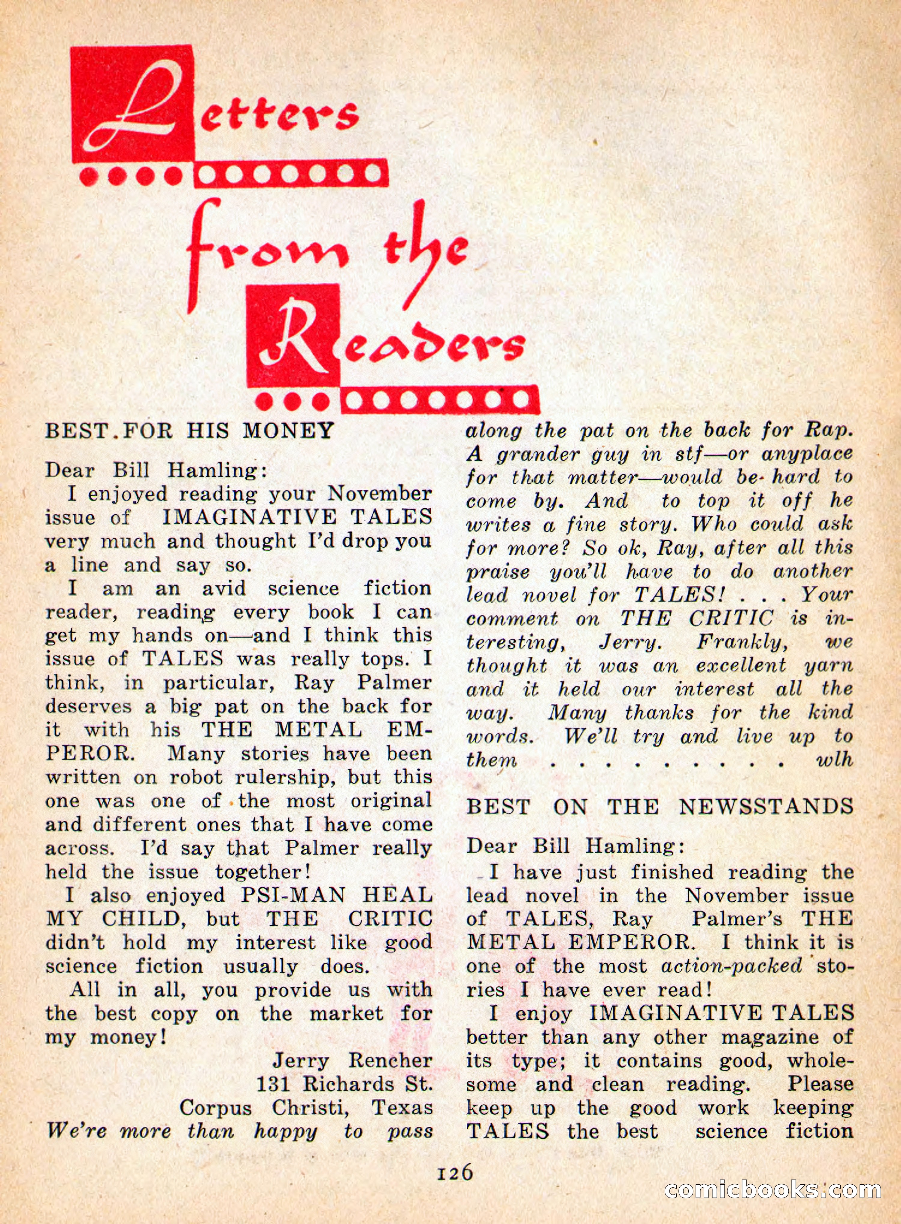 Imaginative Tales, January 1956 — page 126 of 132