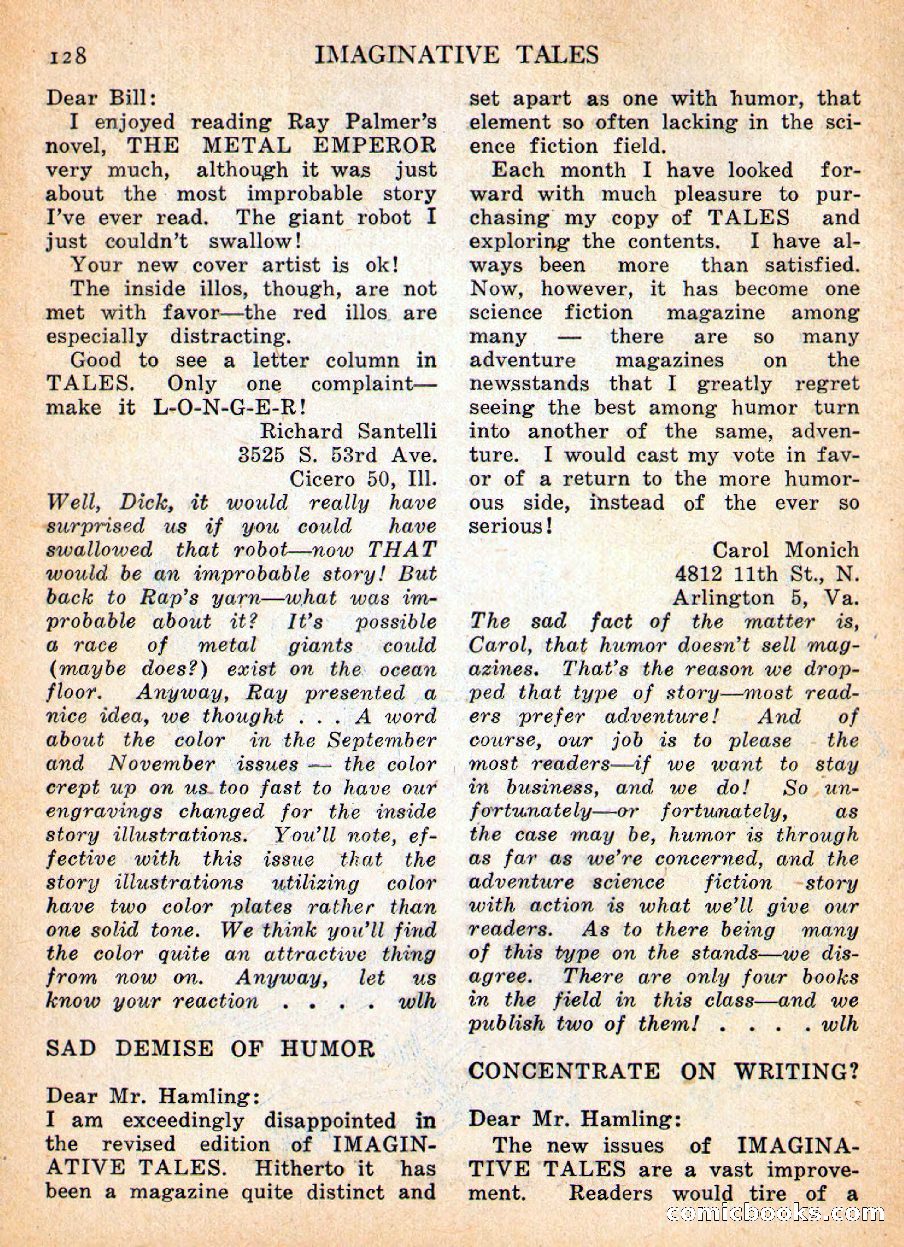 Imaginative Tales, January 1956 — page 128 of 132