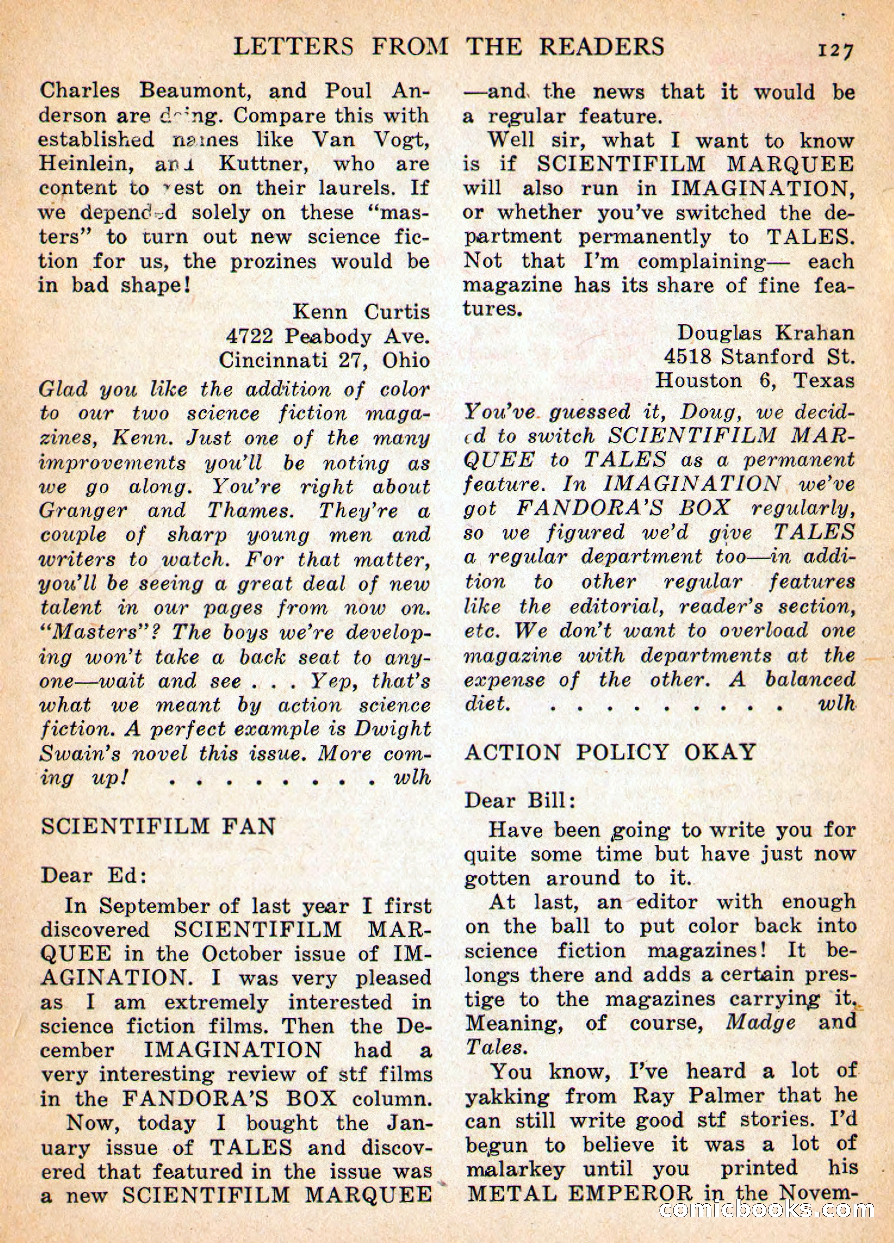 Imaginative Tales, March 1956 — page 127 of 132