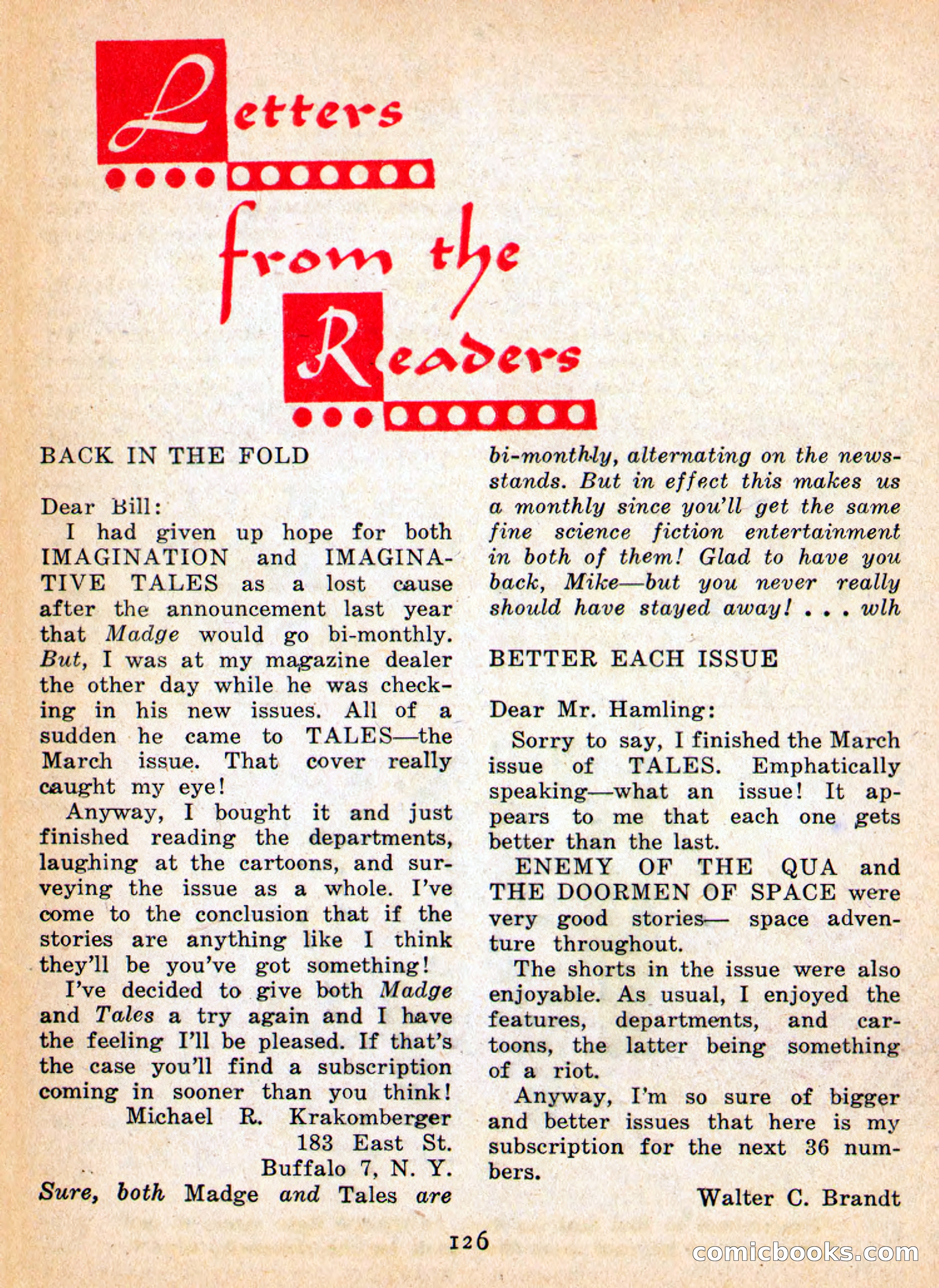 Imaginative Tales, May 1956 — page 126 of 132