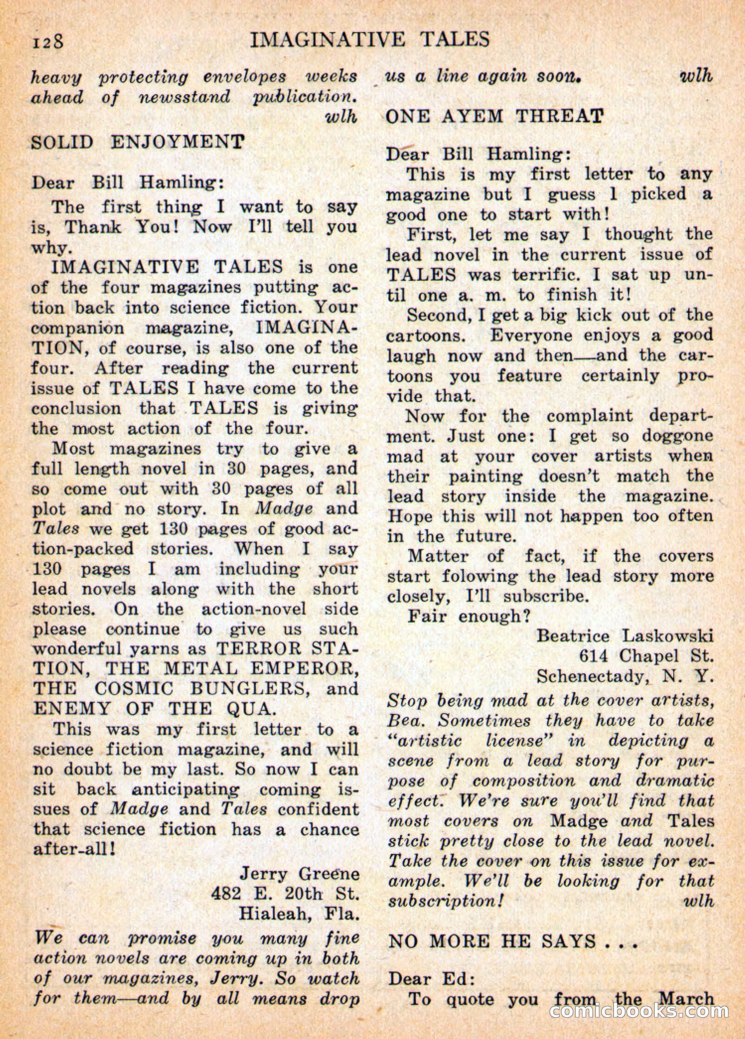 Imaginative Tales, May 1956 — page 128 of 132