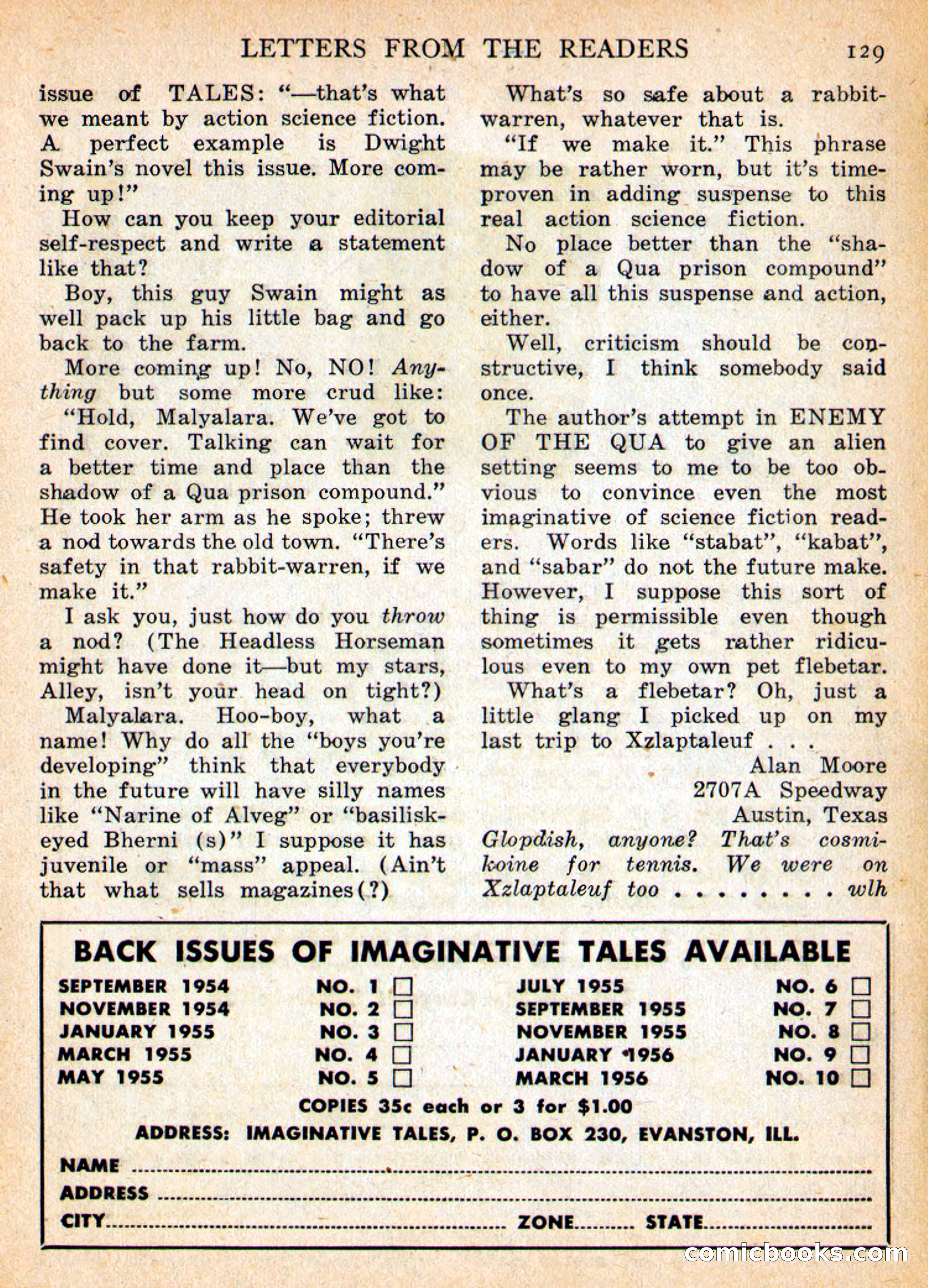 Imaginative Tales, May 1956 — page 129 of 132