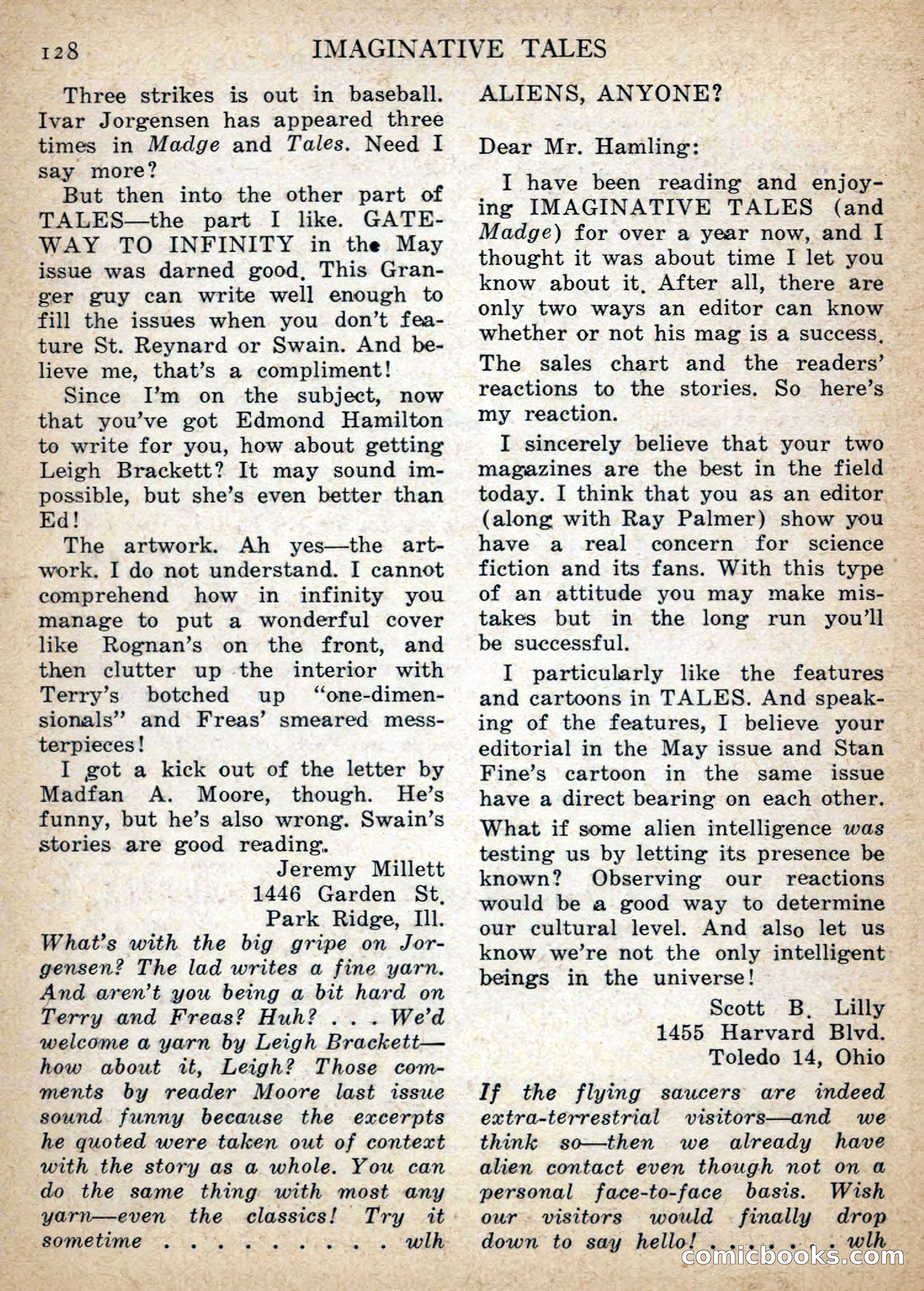 Imaginative Tales, July 1956 — page 128 of 132