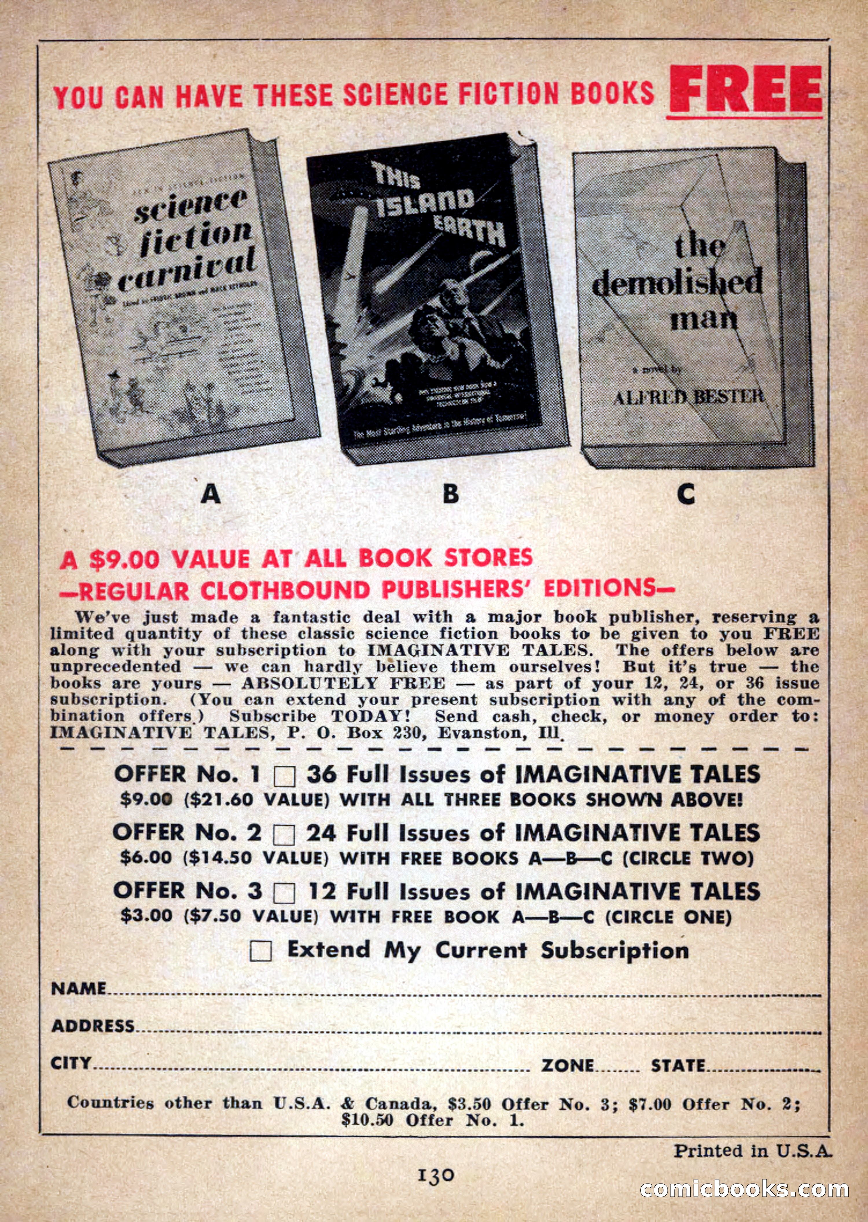 Imaginative Tales, July 1956 — page 130 of 132