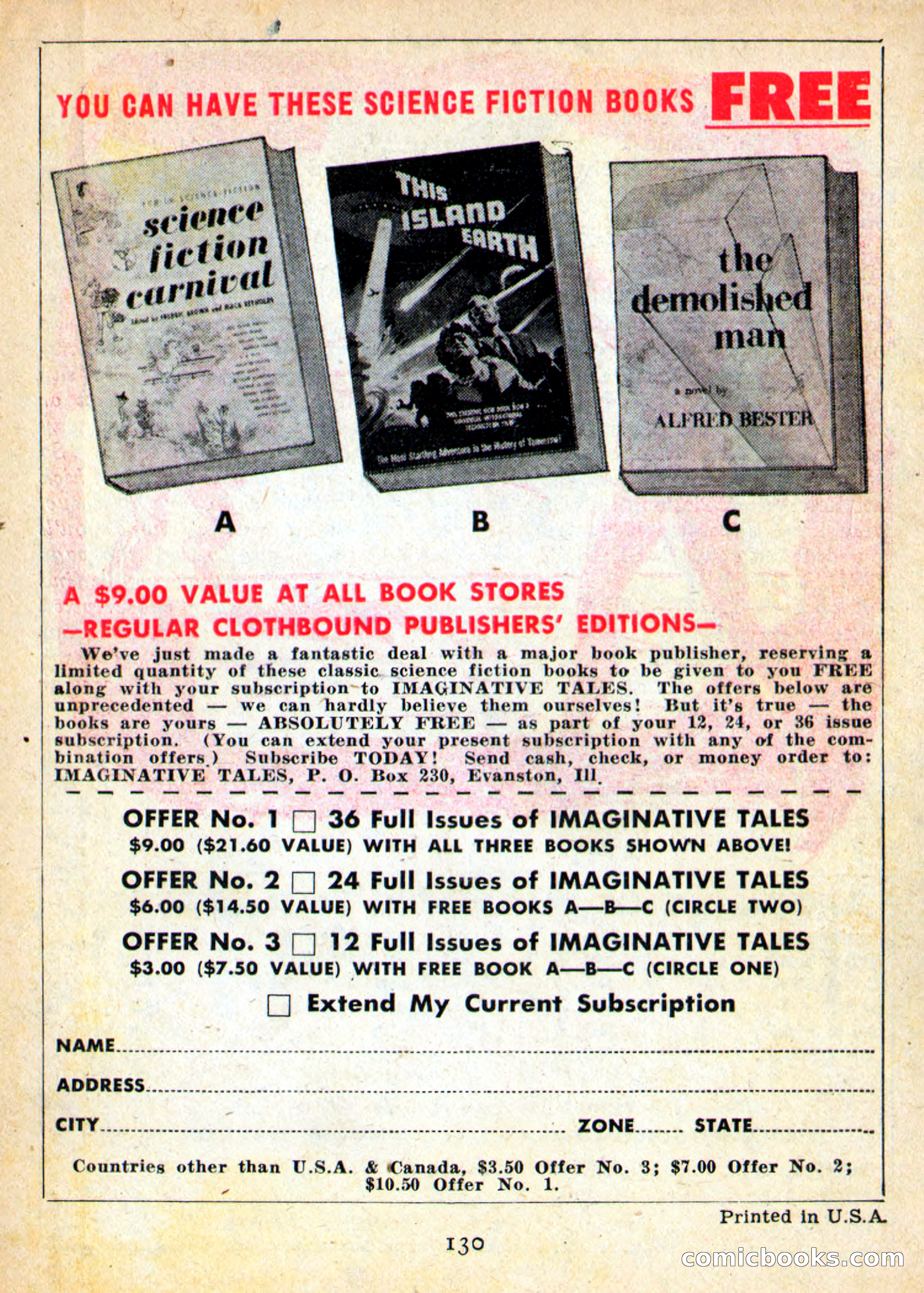Imaginative Tales, November 1956 — page 130 of 132