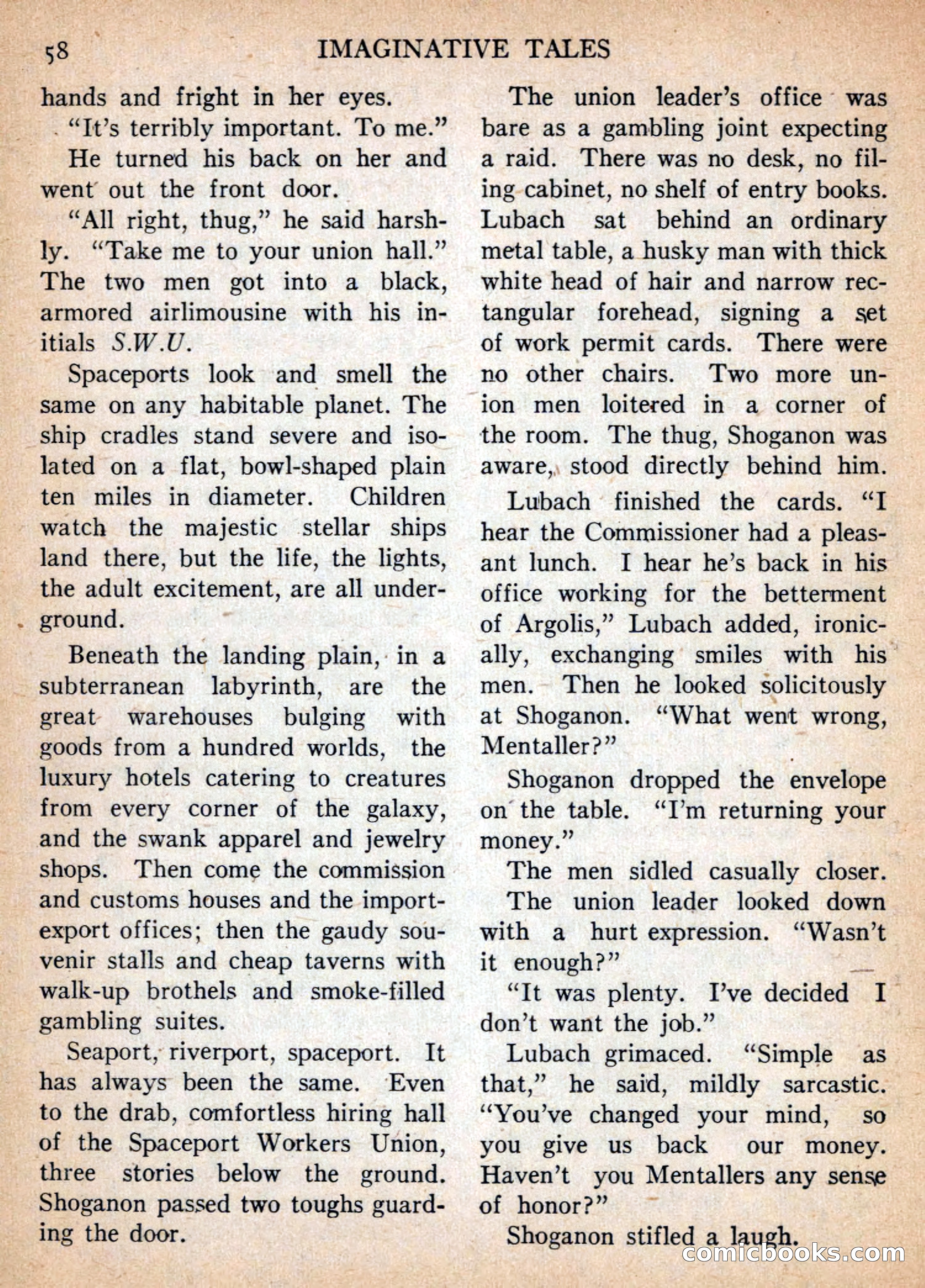 Imaginative Tales, January 1957 — page 58 of 132