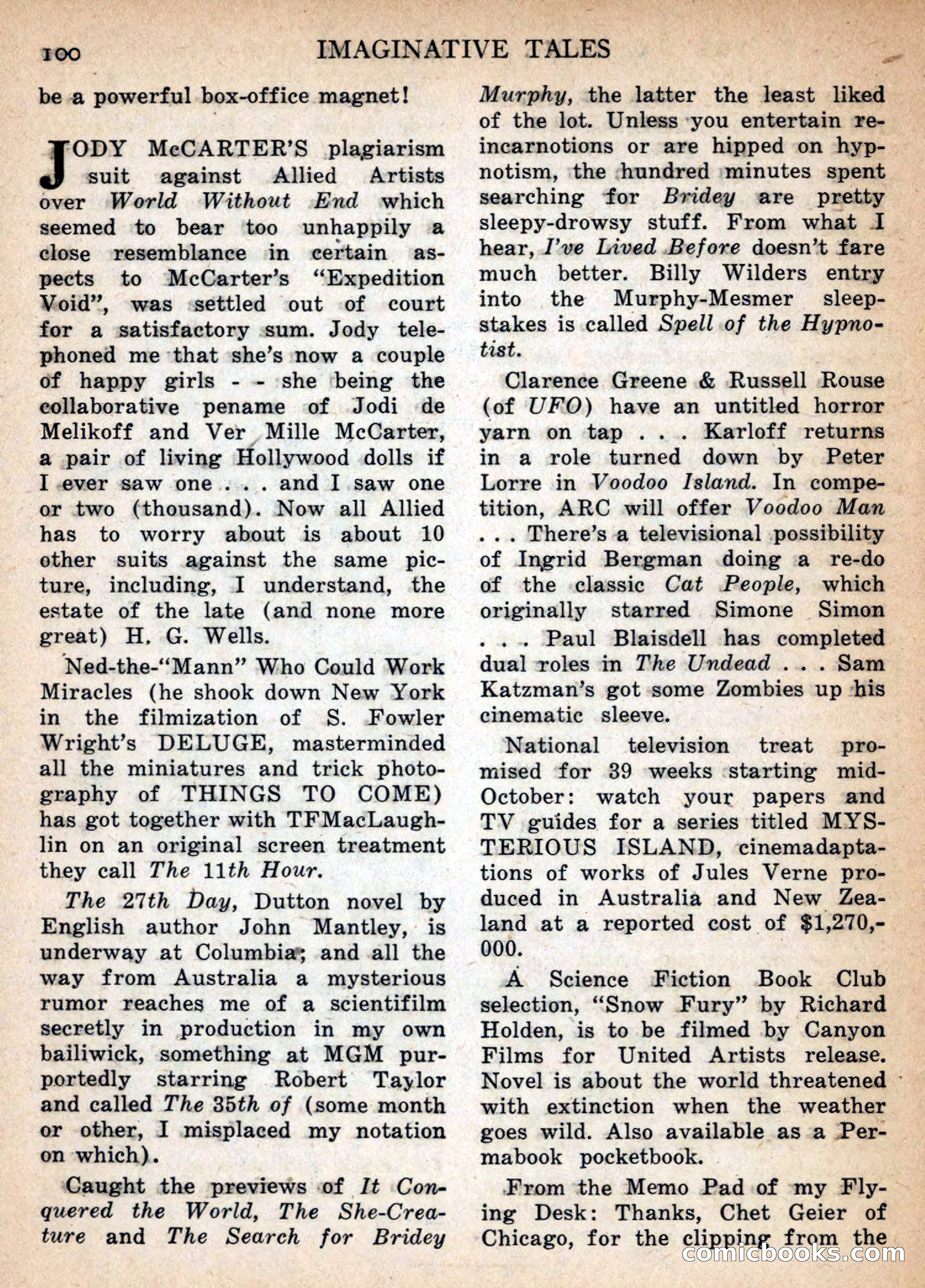 Imaginative Tales, January 1957 — page 100 of 132