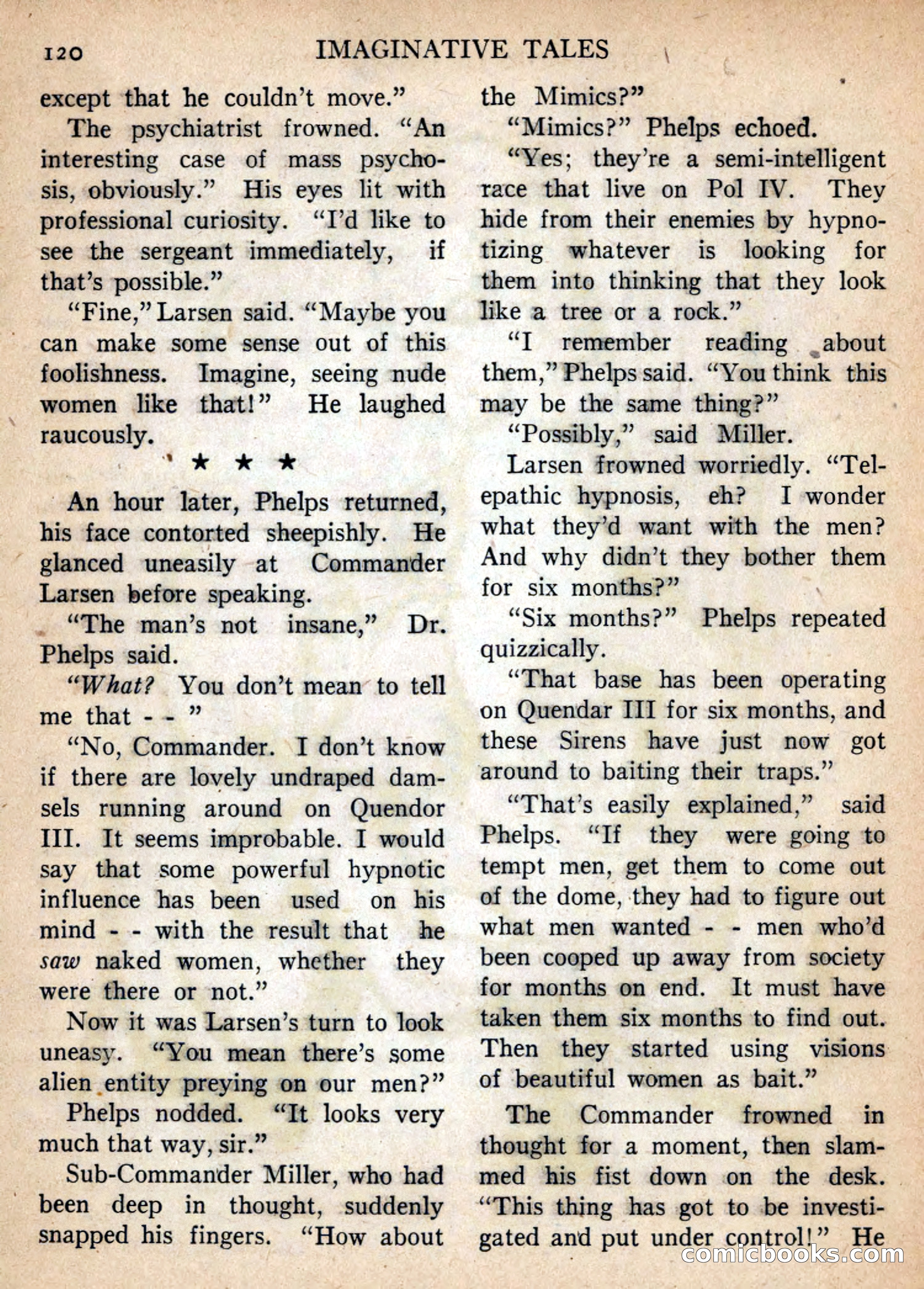 Imaginative Tales, January 1957 — page 120 of 132