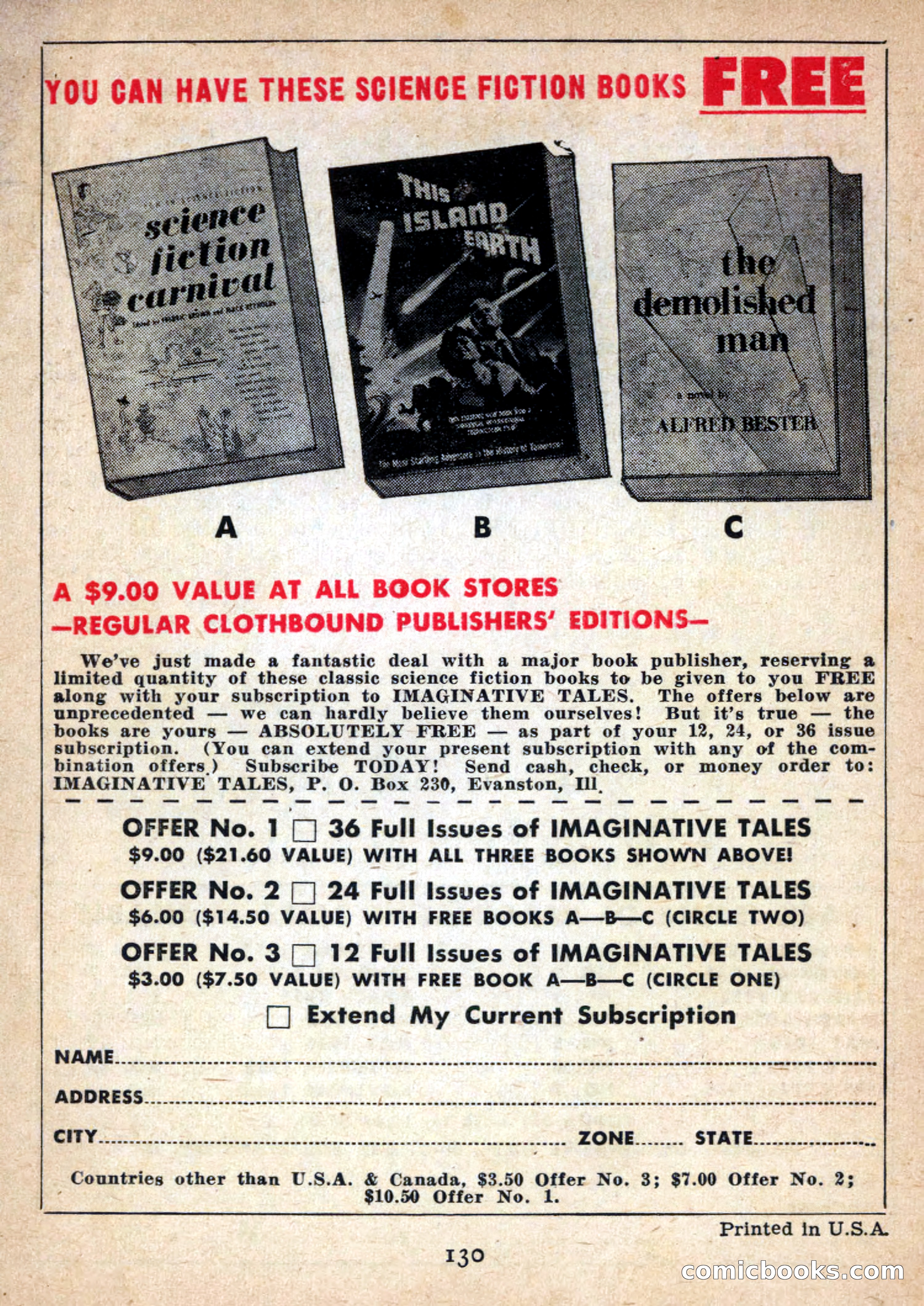 Imaginative Tales, January 1957 — page 130 of 132