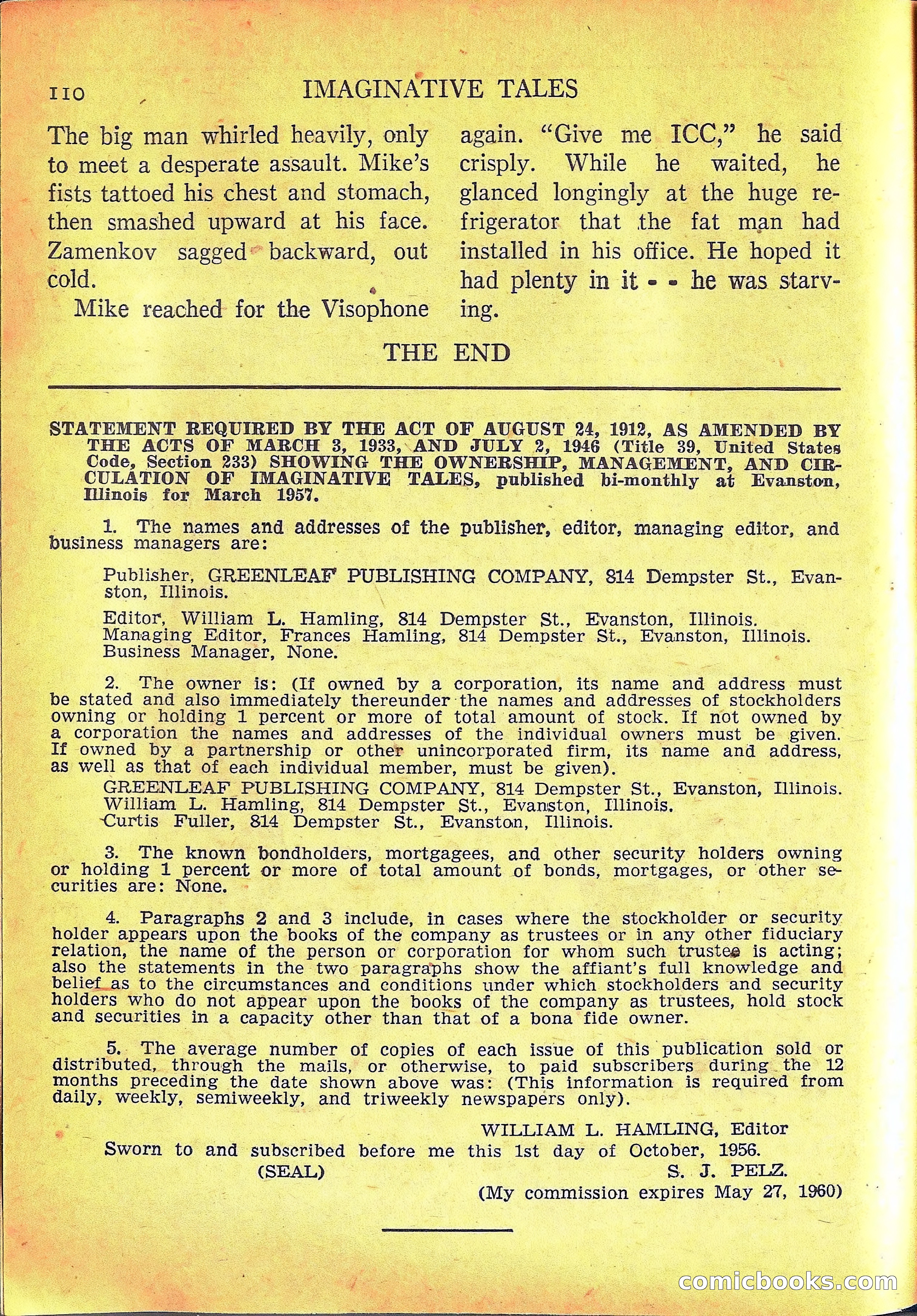 Imaginative Tales, March 1957 — page 110 of 132