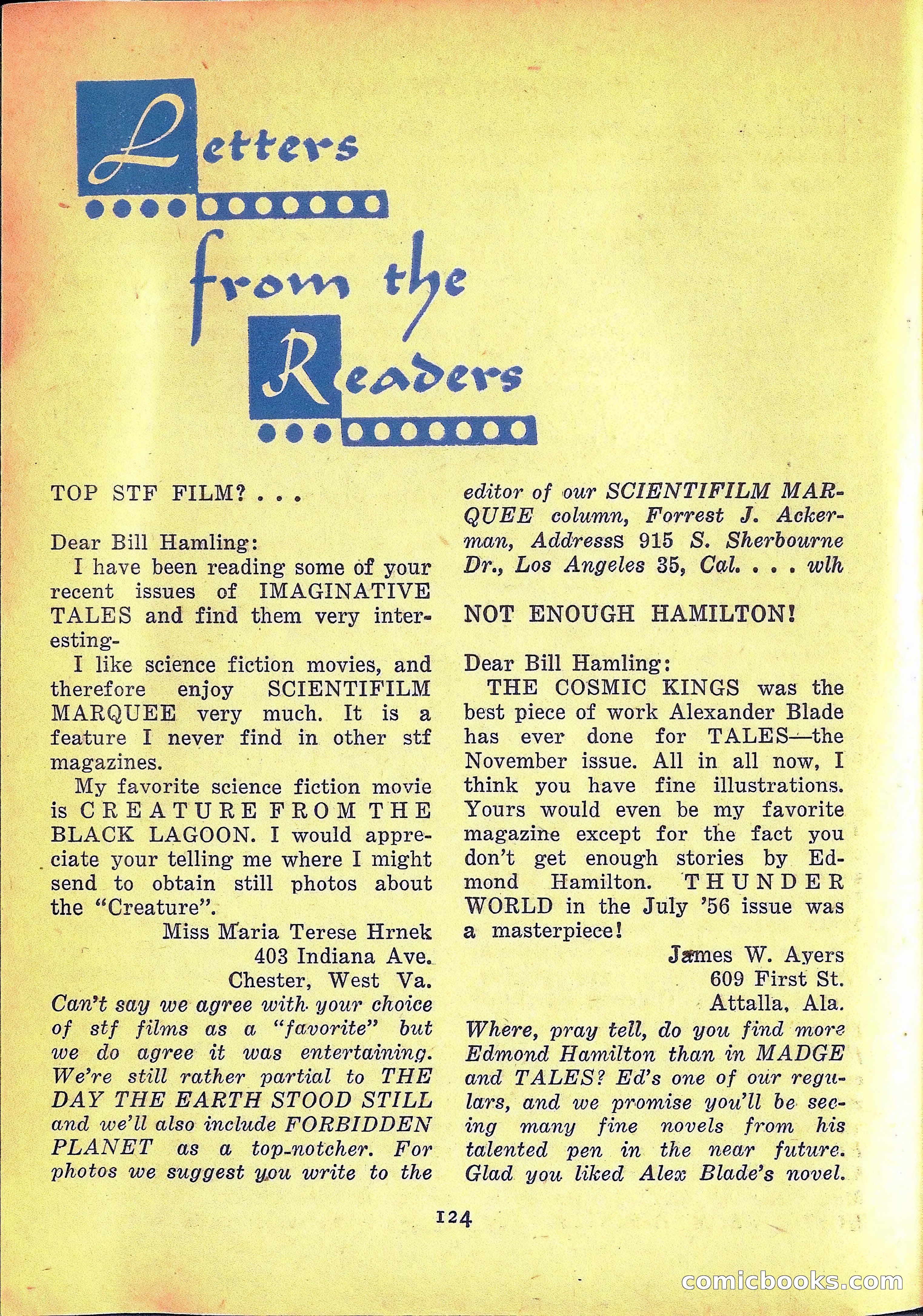 Imaginative Tales, March 1957 — page 124 of 132