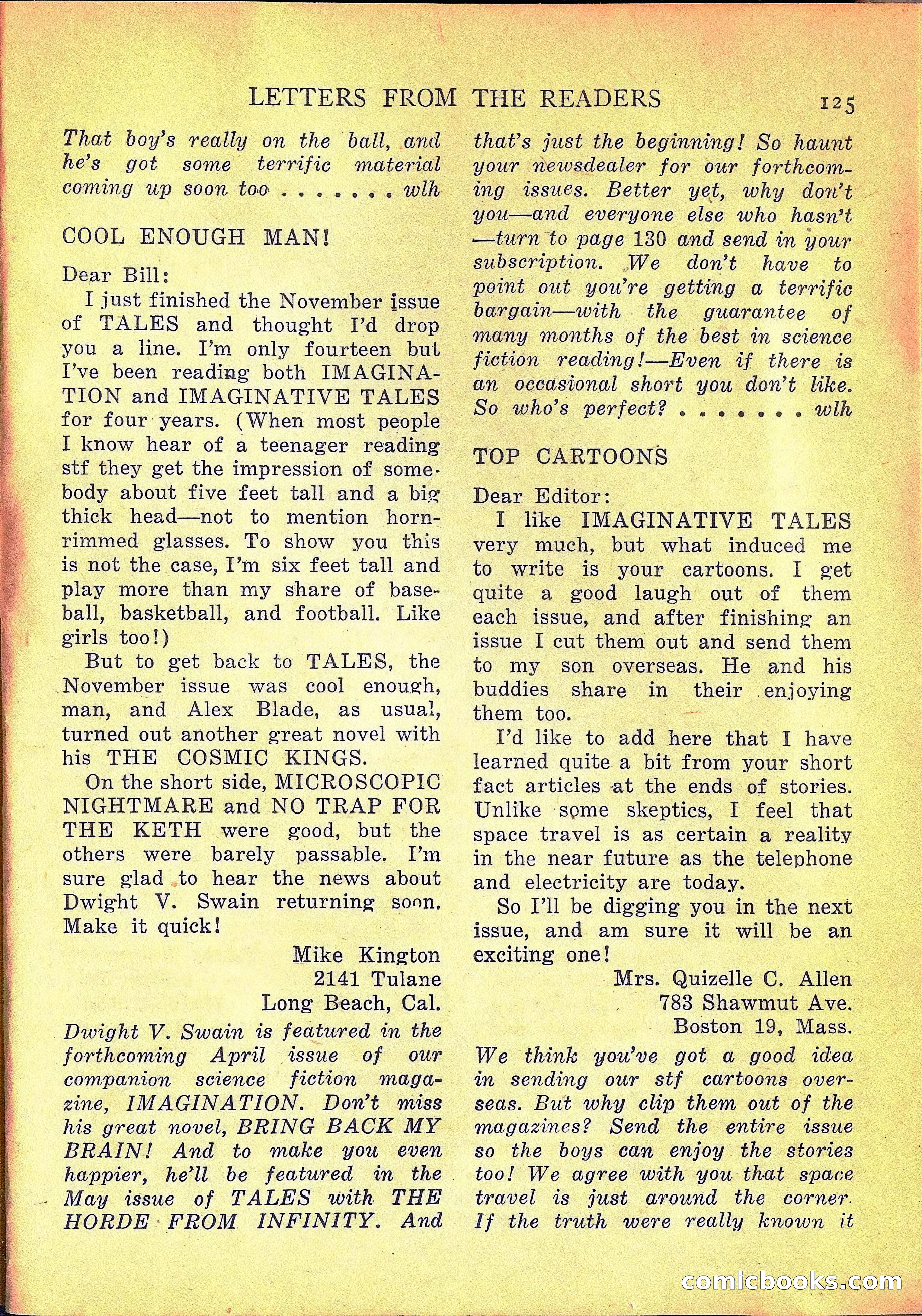 Imaginative Tales, March 1957 — page 125 of 132